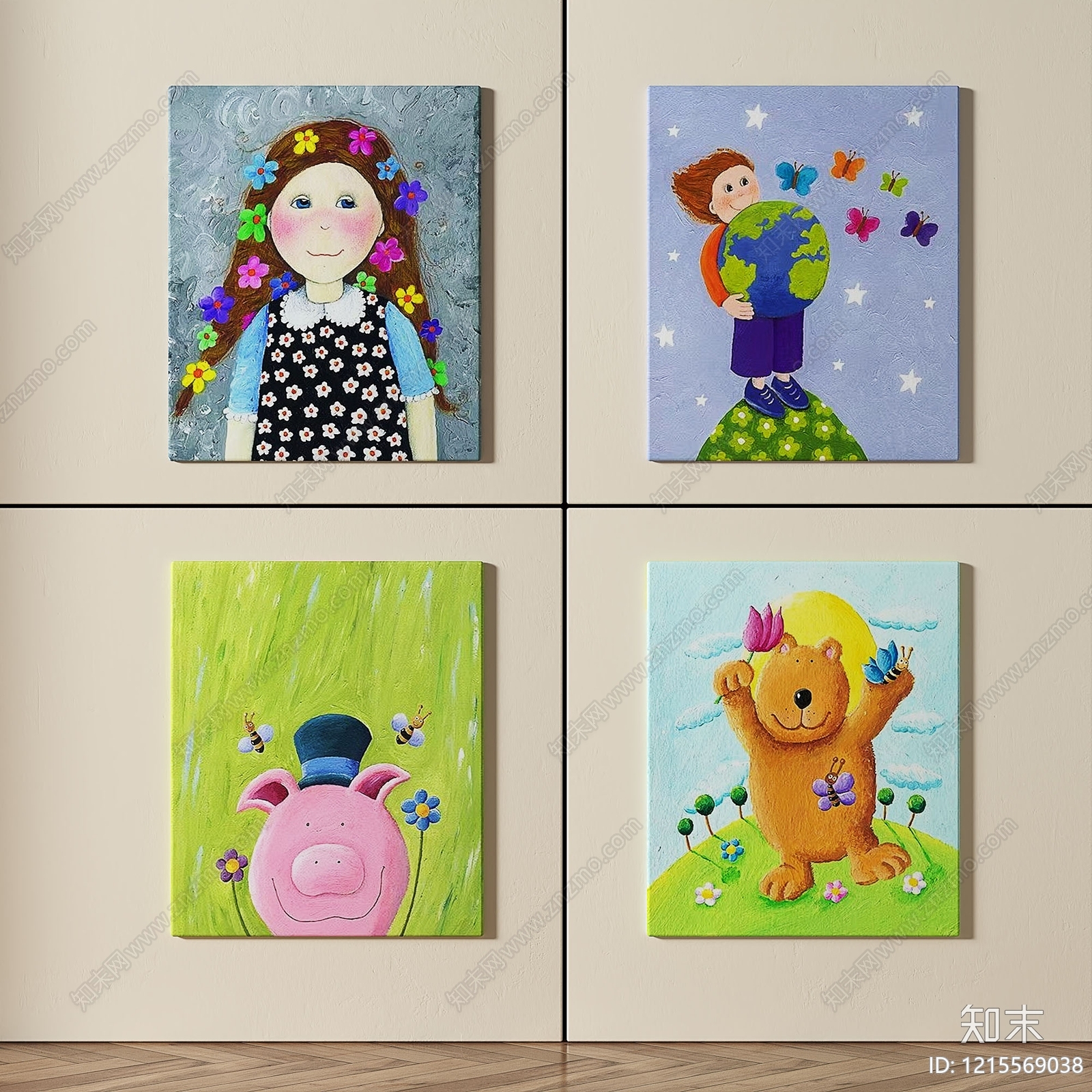 童趣卡通风格儿童挂画3D模型下载【ID:1215569038】