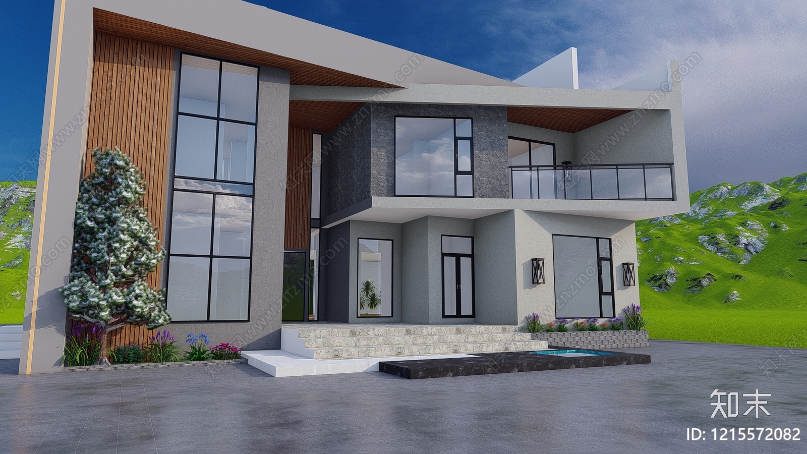 现代独栋别墅SU模型下载【ID:1215572082】