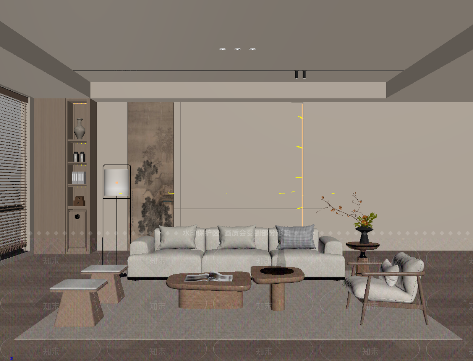 新中式家居客厅SU模型下载【ID:1215569661】