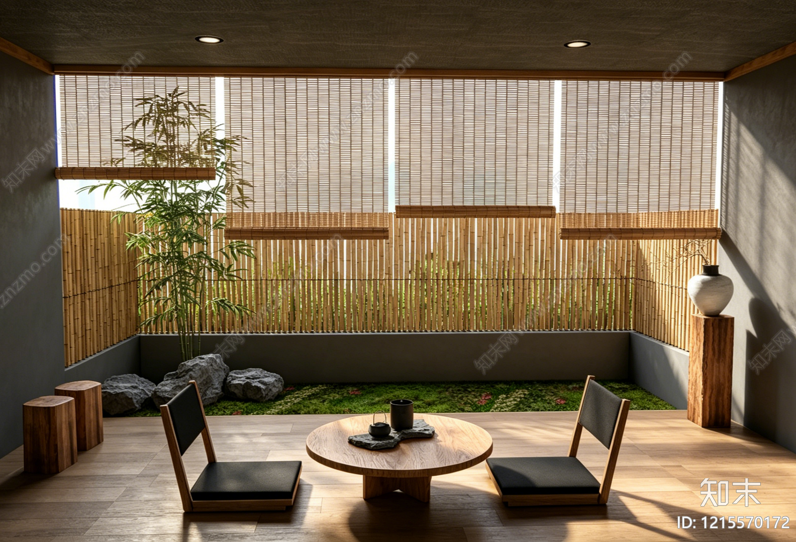 日式禅意茶室SU模型下载【ID:1215570172】