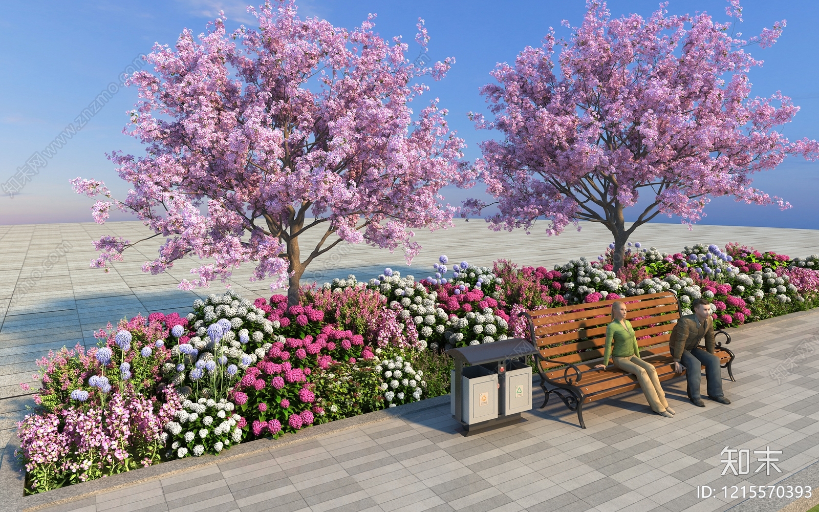 现代景观花草组合3D模型下载【ID:1215570393】