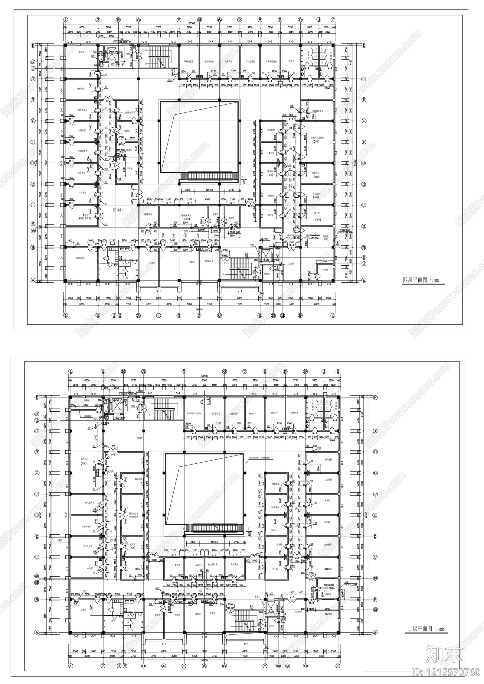 现代医院建筑cad施工图下载【ID:1215570760】