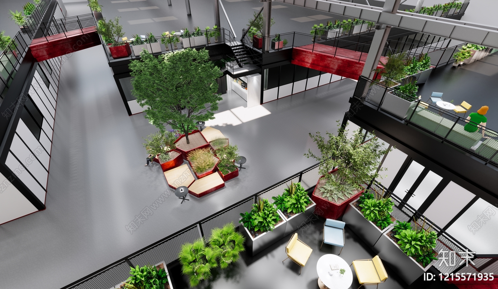 工业风办公大堂SU模型下载【ID:1215571935】