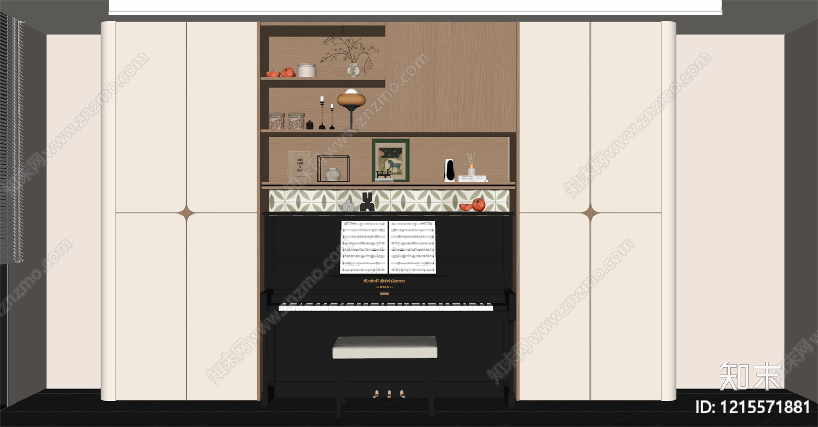 现代钢琴房SU模型下载【ID:1215571881】