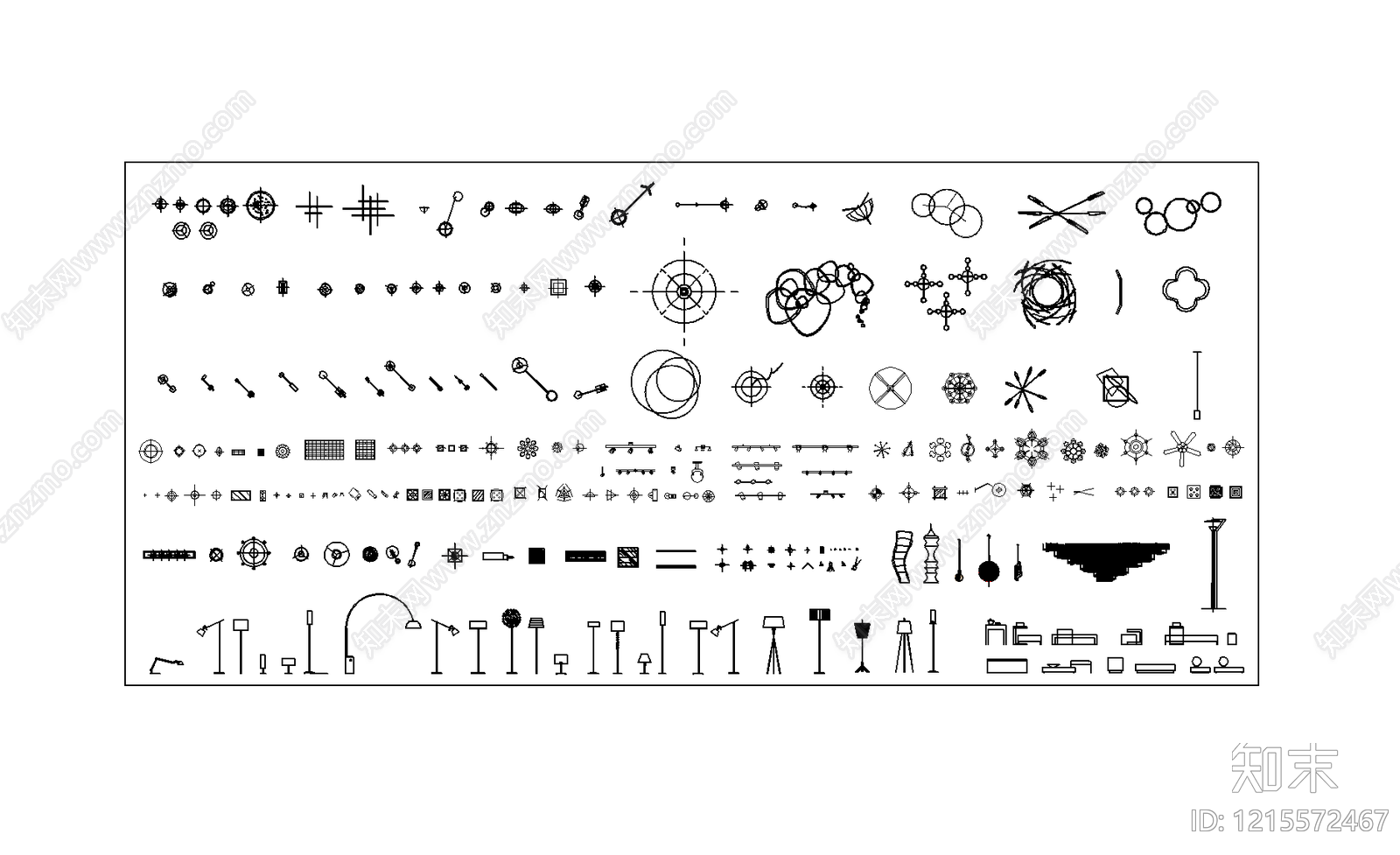 现代简约灯具图库施工图下载【ID:1215572467】
