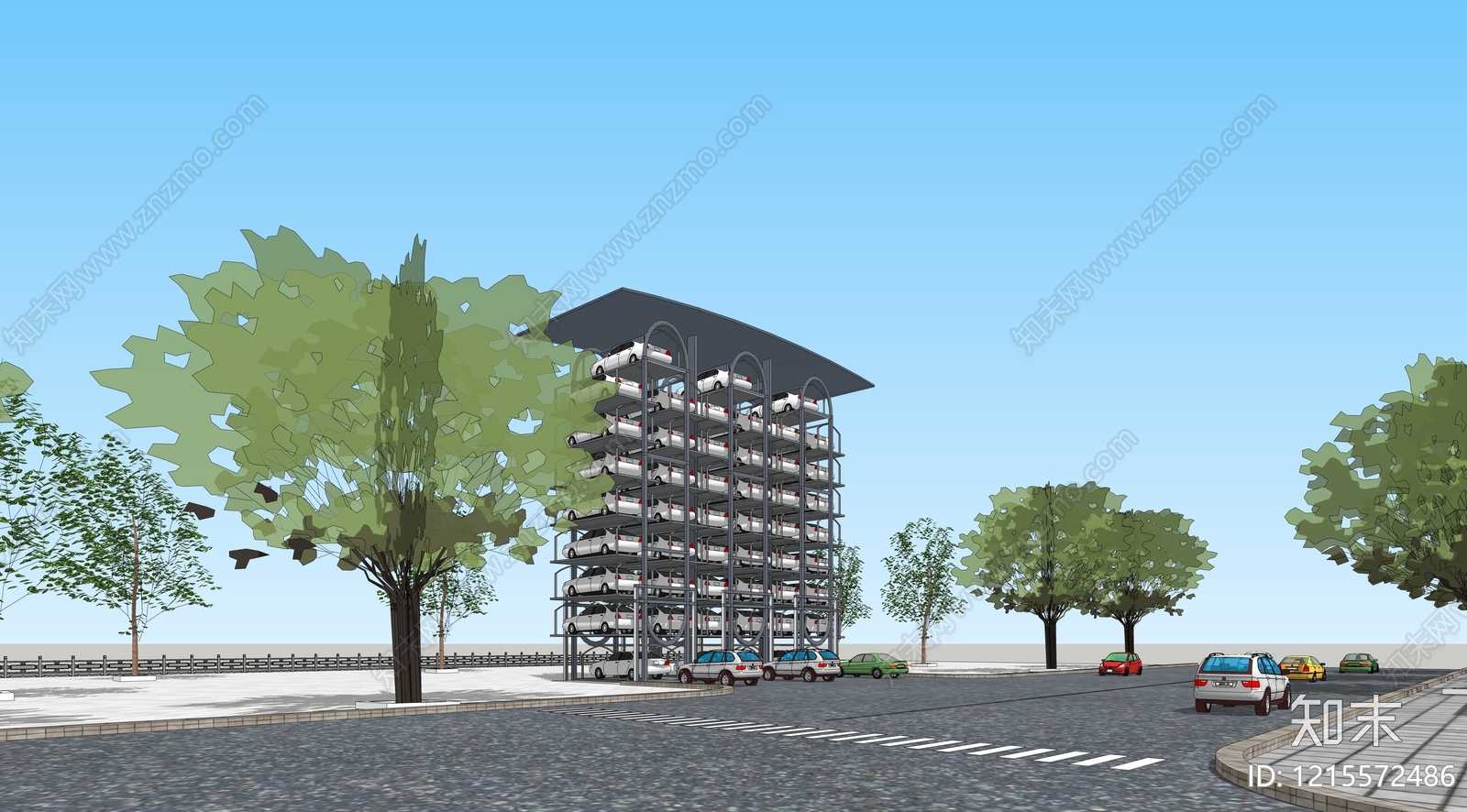 现代停车场SU模型下载【ID:1215572486】
