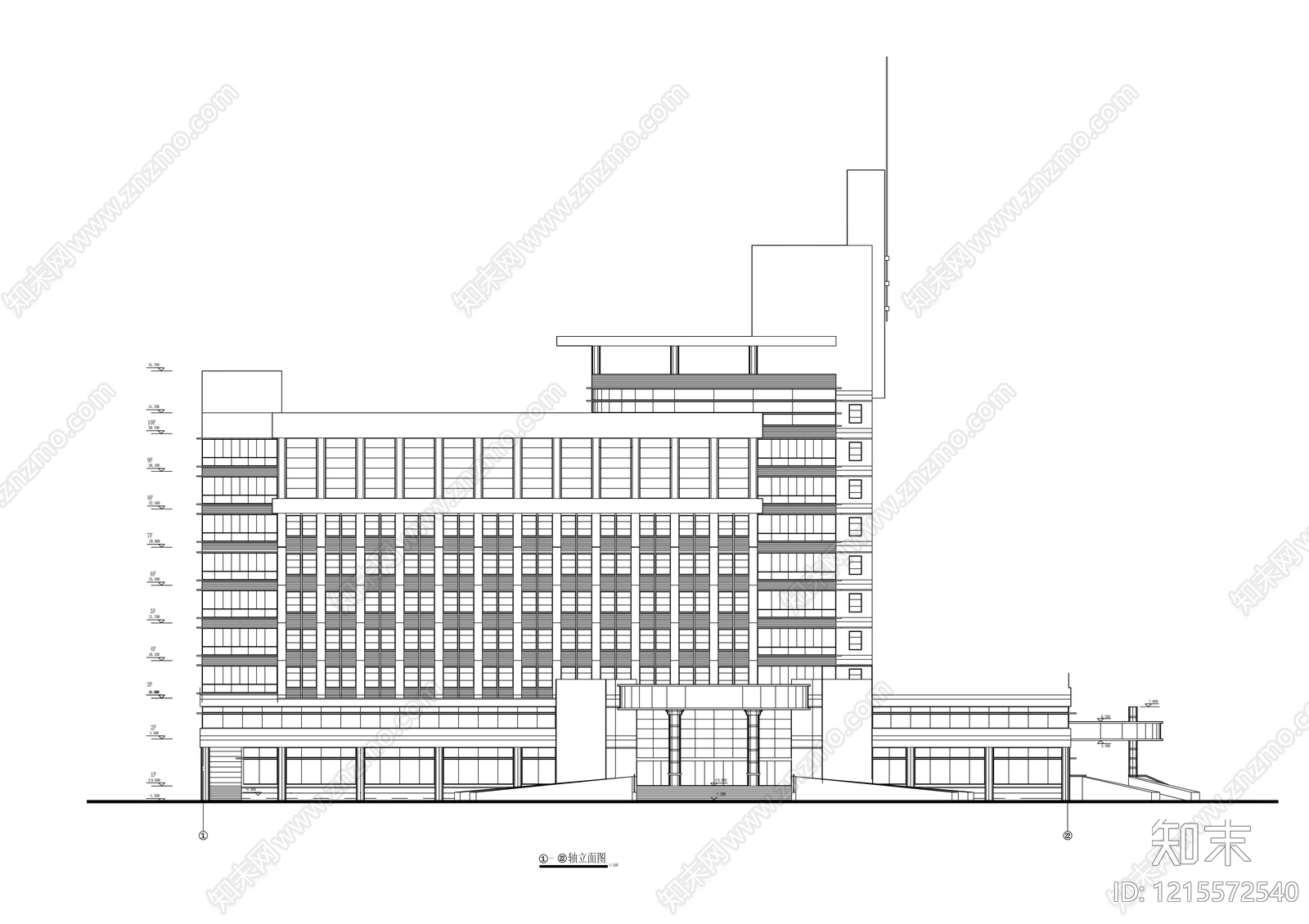 现代医院建筑cad施工图下载【ID:1215572540】