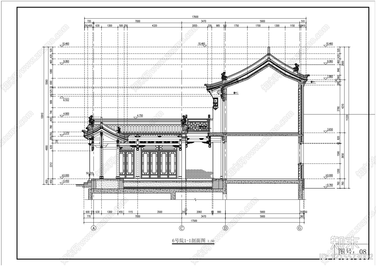 仿古建筑cad施工图下载【ID:1215573002】
