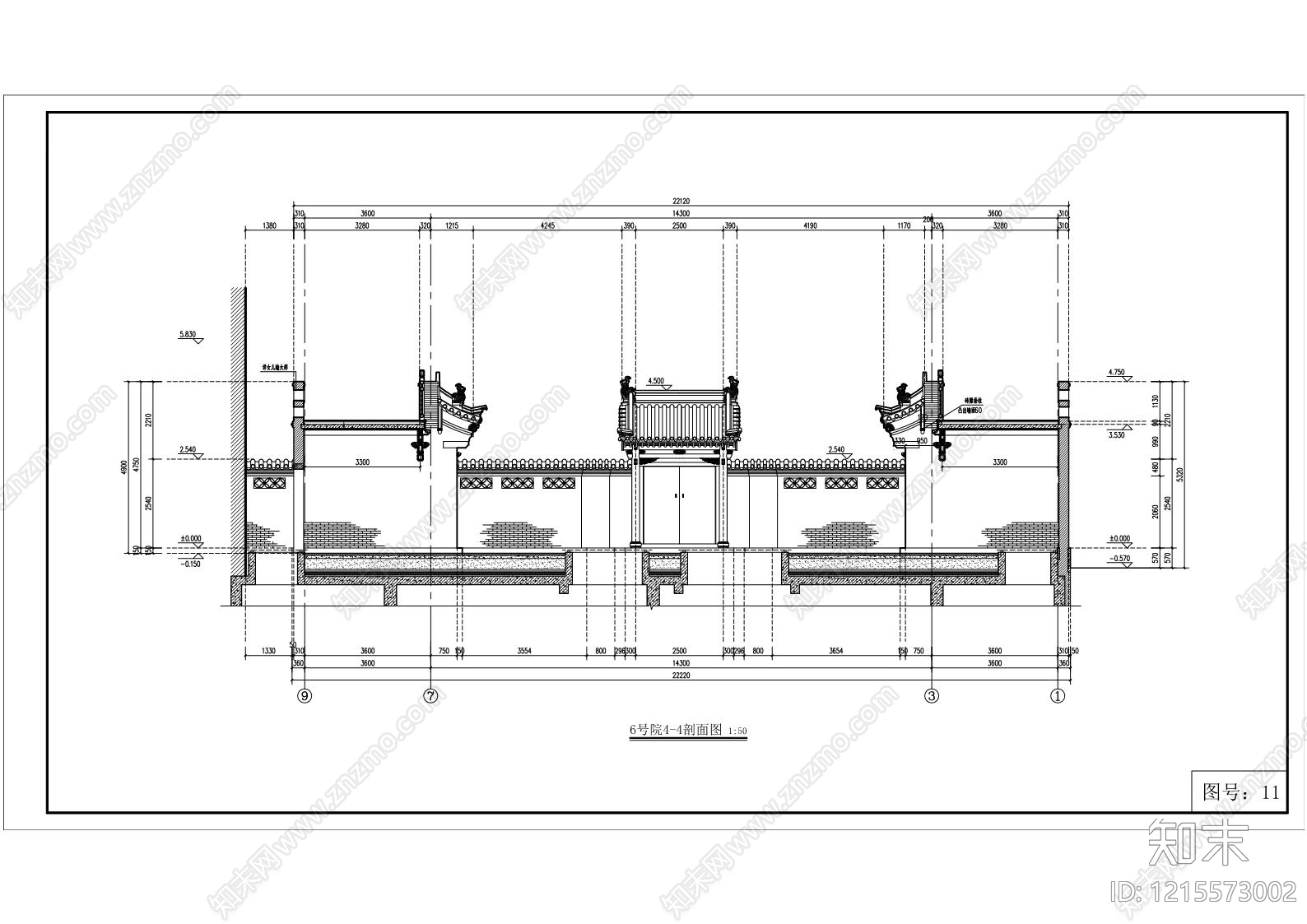 仿古建筑cad施工图下载【ID:1215573002】
