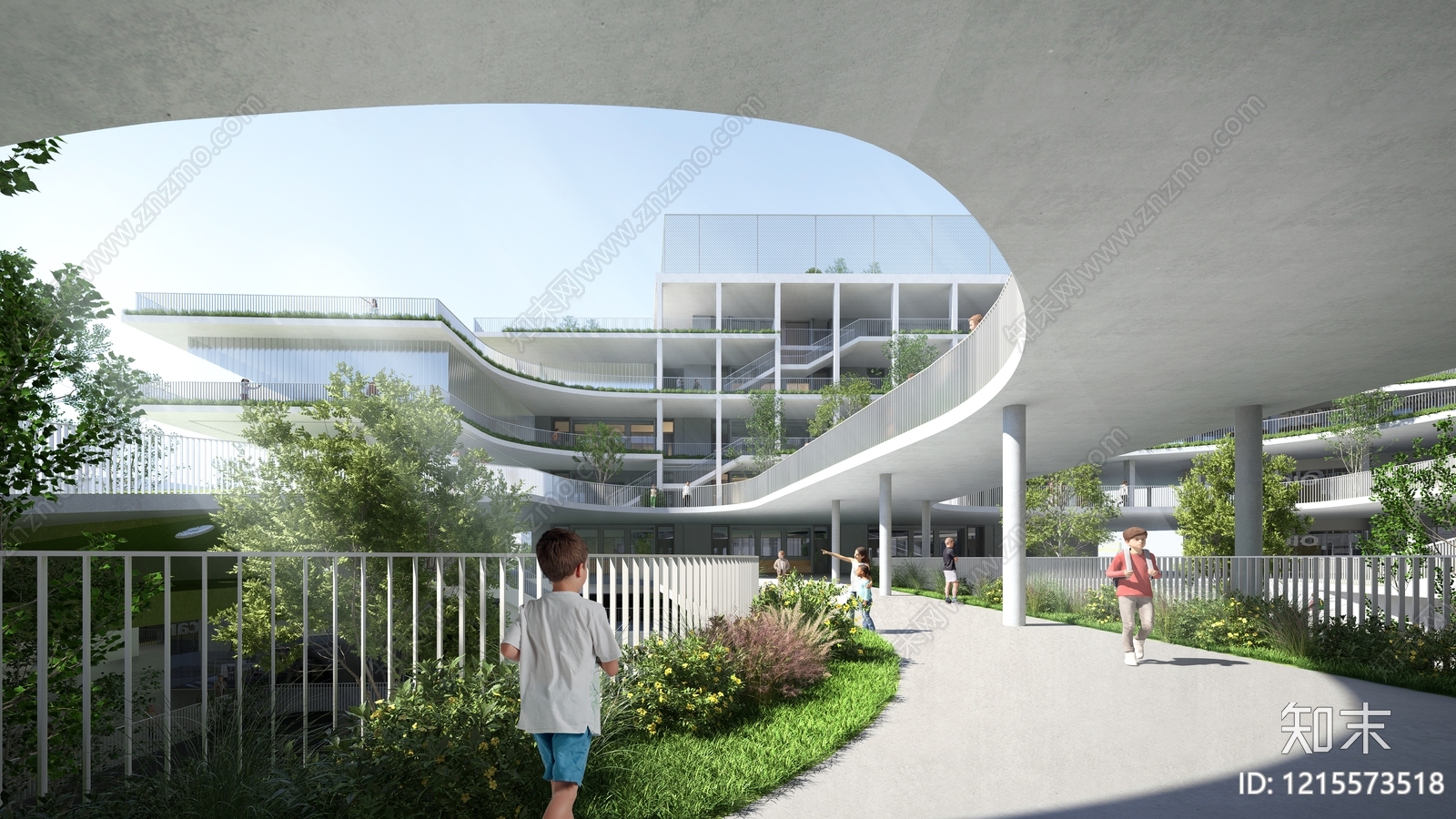 现代学校建筑SU模型下载【ID:1215573518】