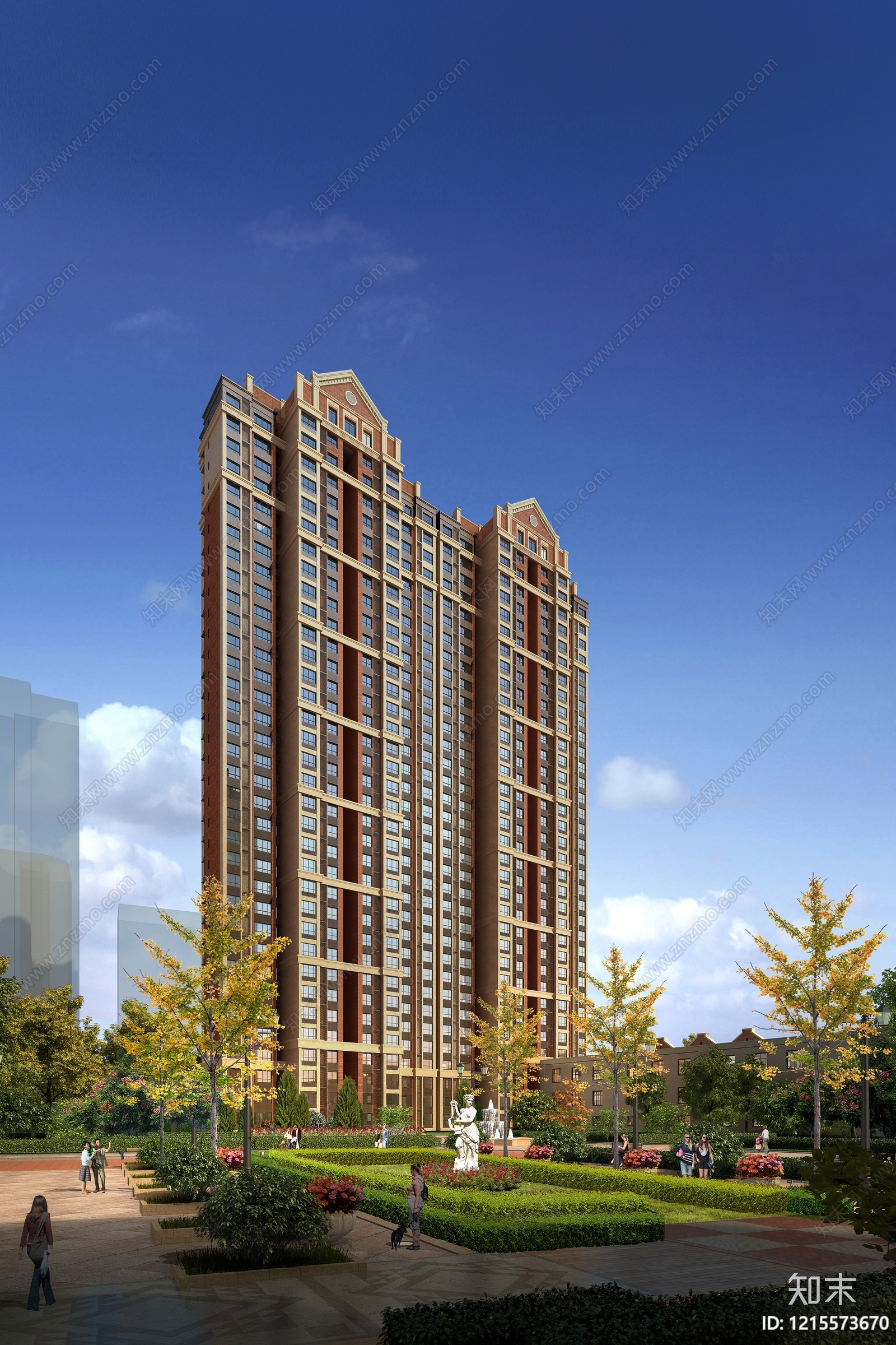 欧式小高层住宅楼3D模型下载【ID:1215573670】