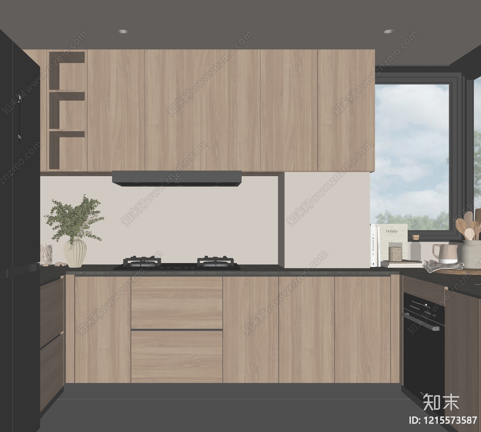 现代简约封闭式厨房SU模型下载【ID:1215573587】