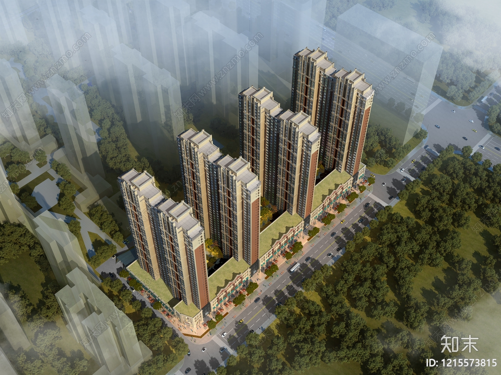 新古典主义小高层住宅楼3D模型下载【ID:1215573815】