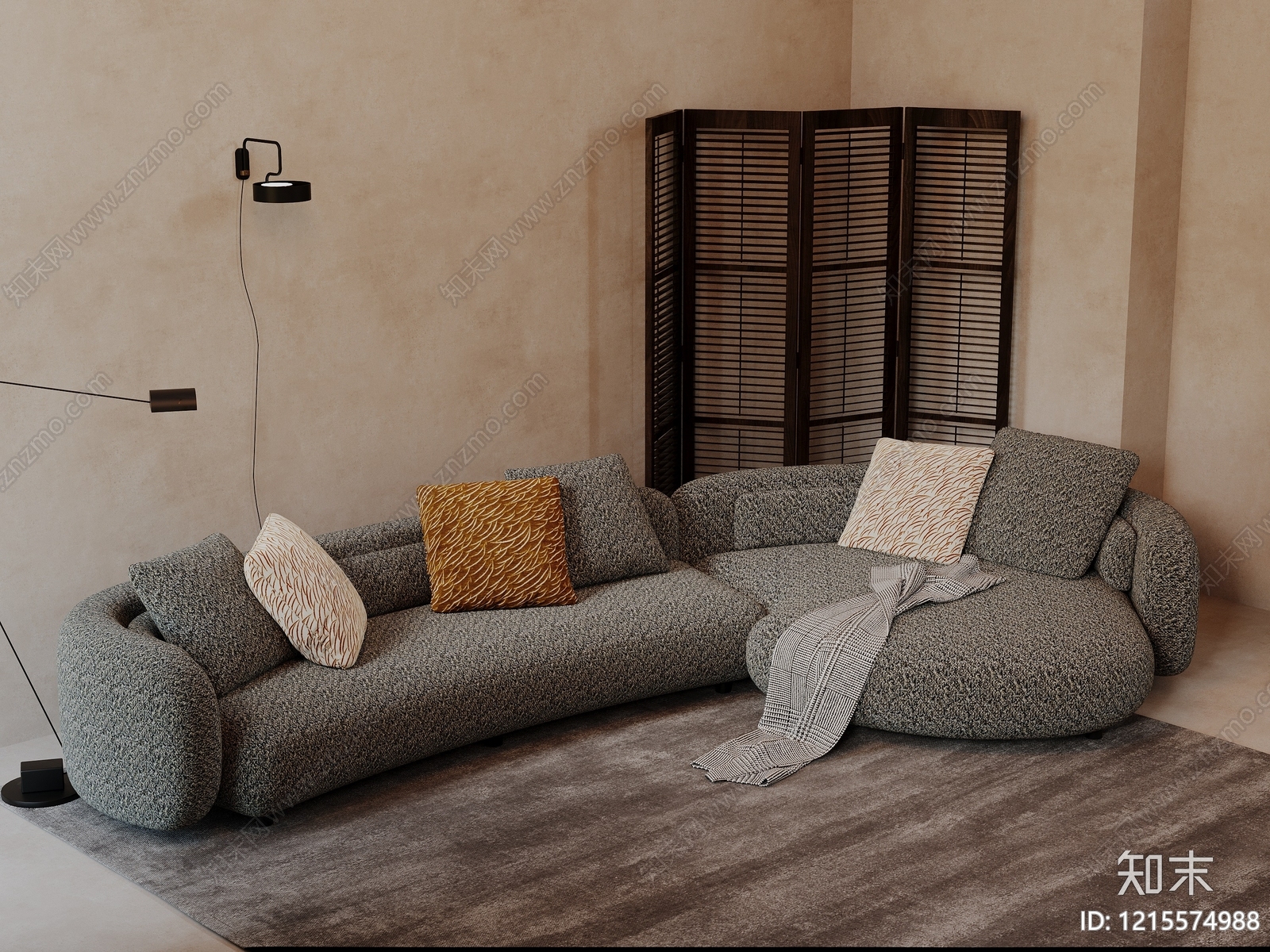 侘寂多人沙发3D模型下载【ID:1215574988】