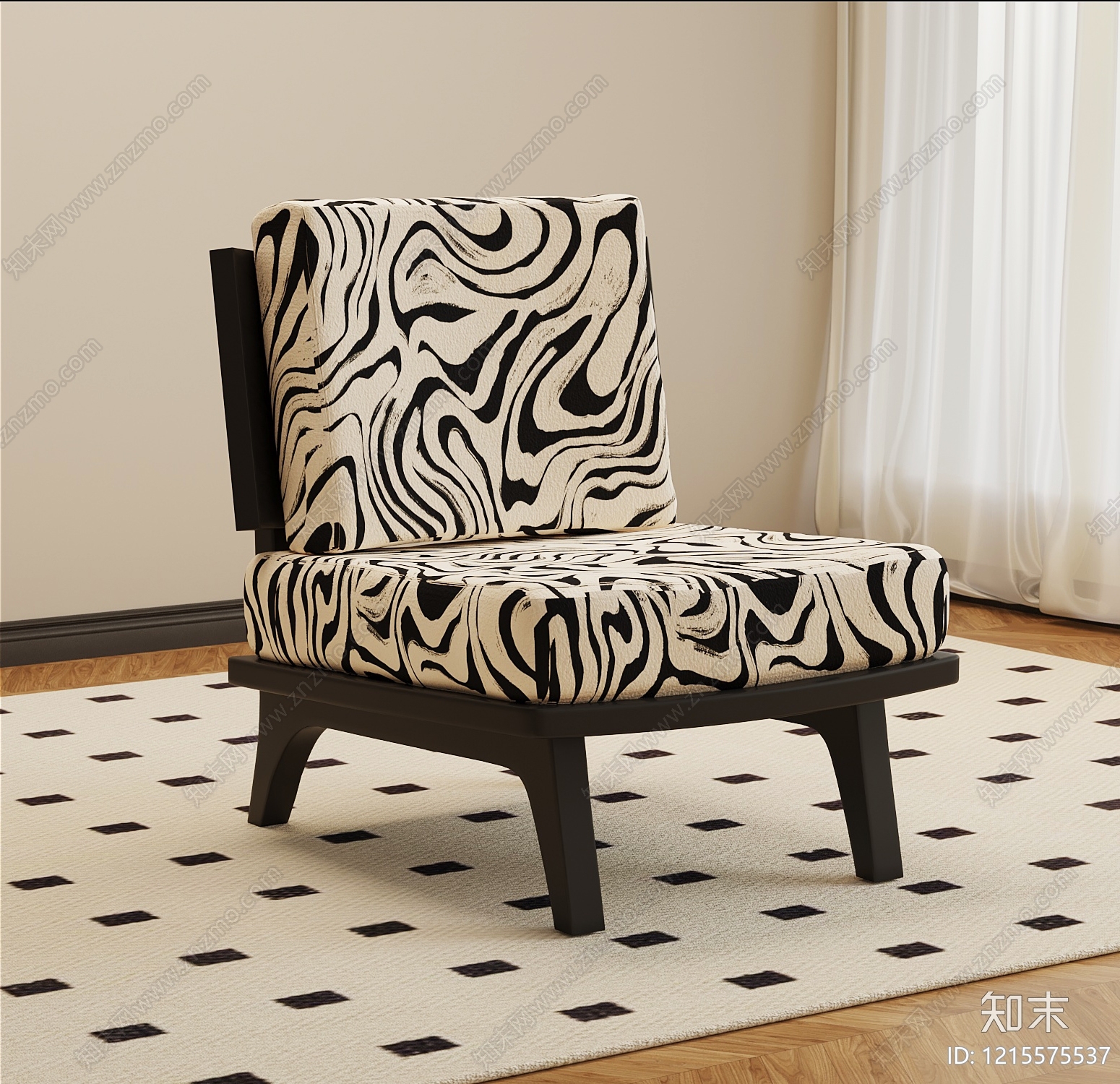 现代简约单人沙发3D模型下载【ID:1215575537】