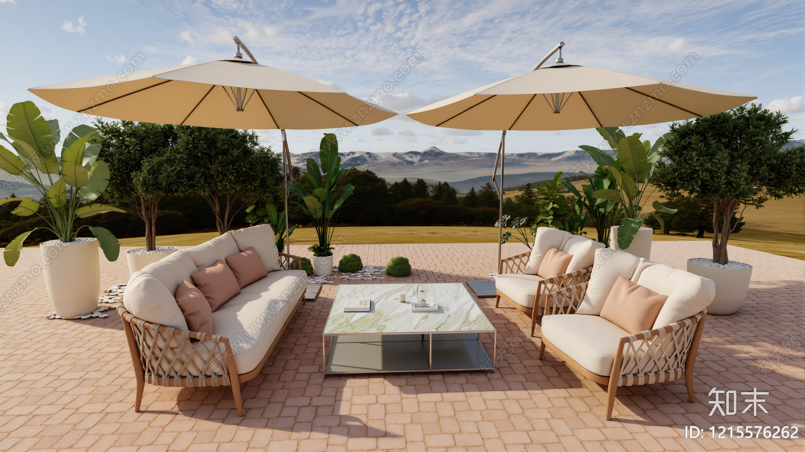 现代别墅庭院SU模型下载【ID:1215576262】