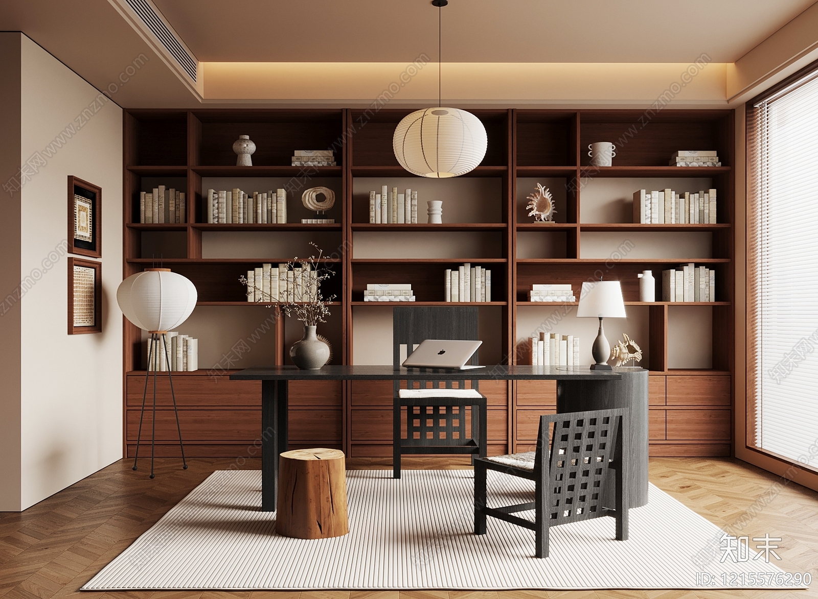 新中式书房3D模型下载【ID:1215576290】