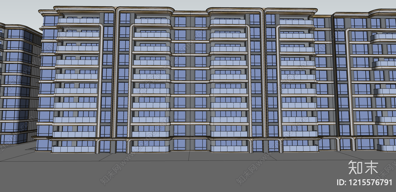 现代简约多层住宅SU模型下载【ID:1215576791】