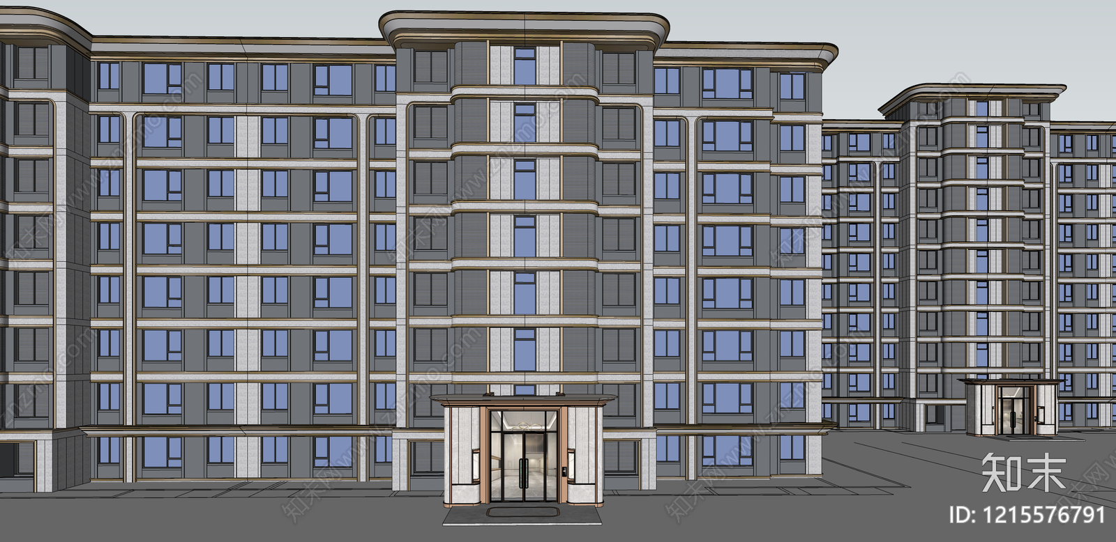 现代简约多层住宅SU模型下载【ID:1215576791】