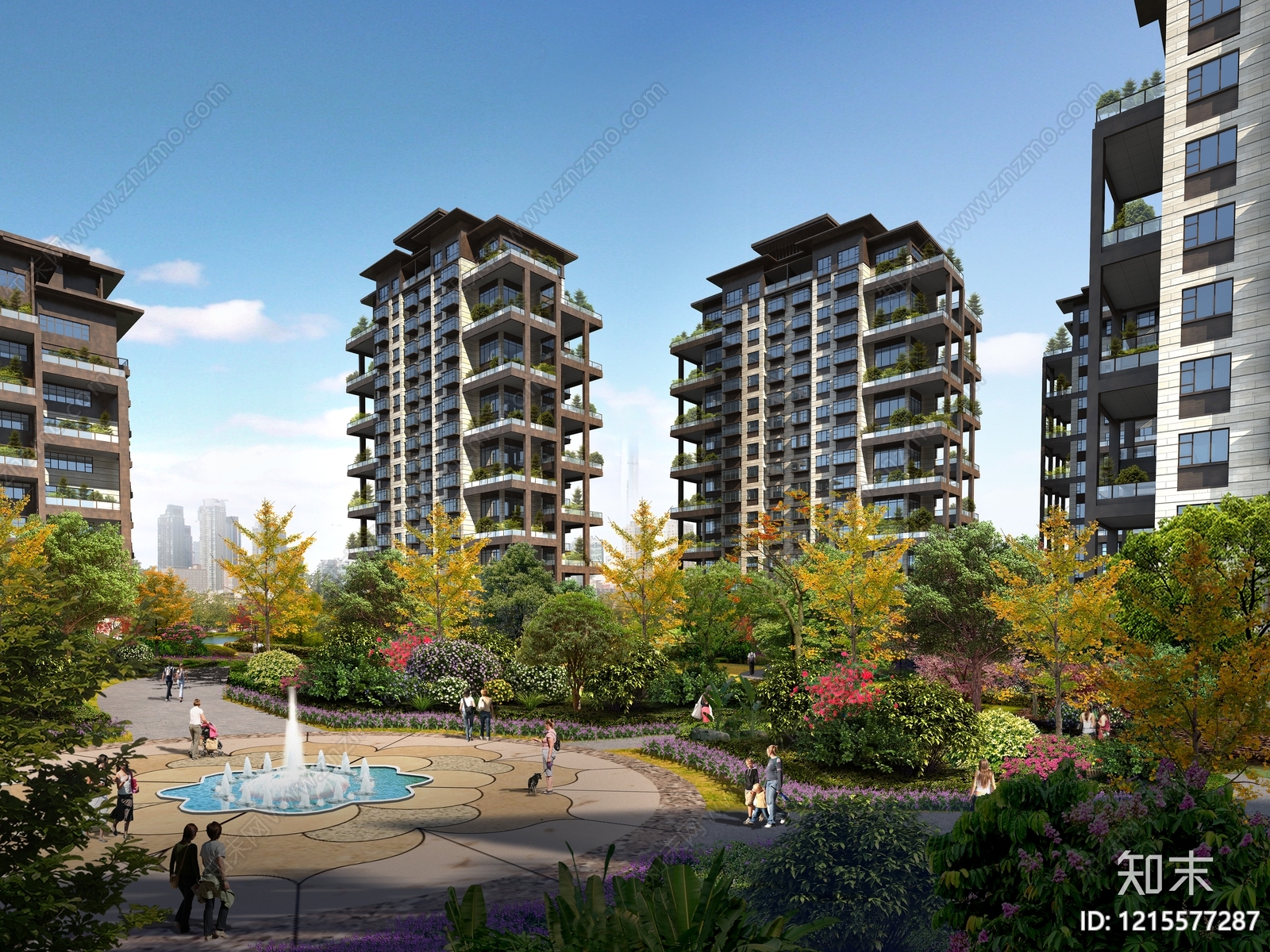 新中式小高层住宅楼3D模型下载【ID:1215577287】