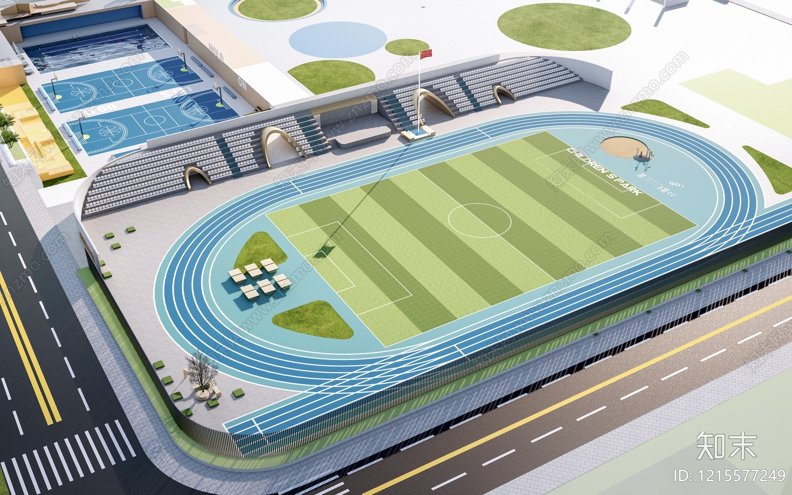 现代简约足球场SU模型下载【ID:1215577249】