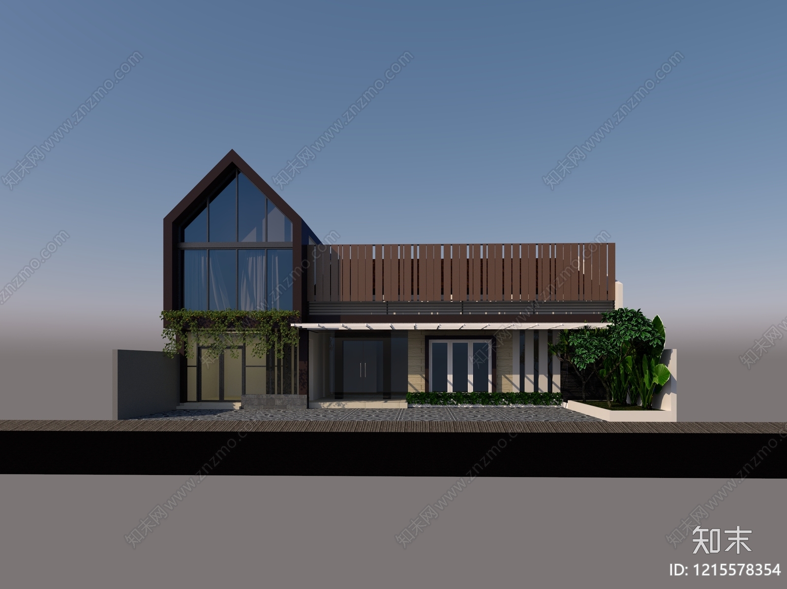 现代主义独栋别墅SU模型下载【ID:1215578354】