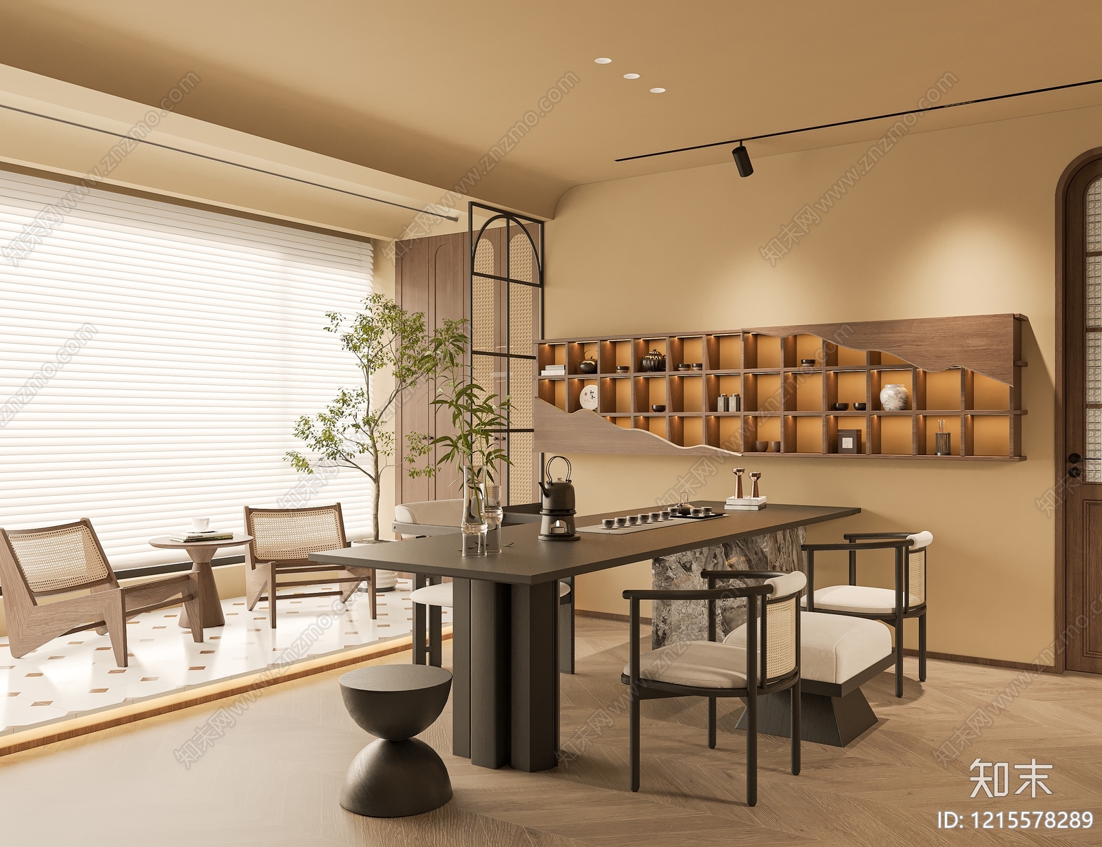 新中式茶室3D模型下载【ID:1215578289】