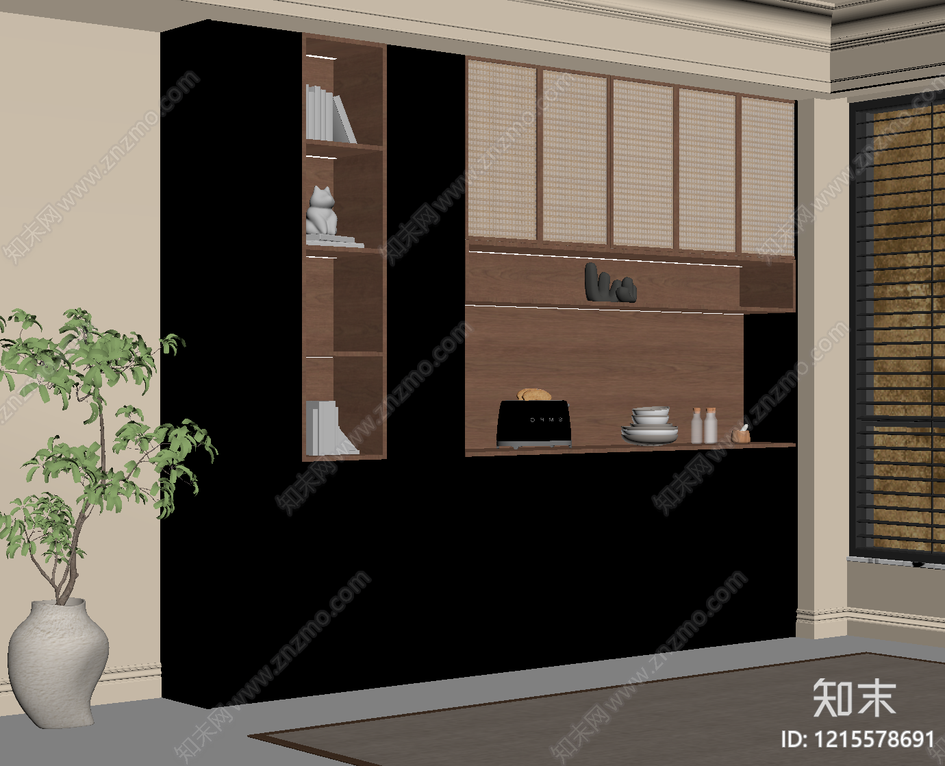 奶油风餐边柜SU模型下载【ID:1215578691】