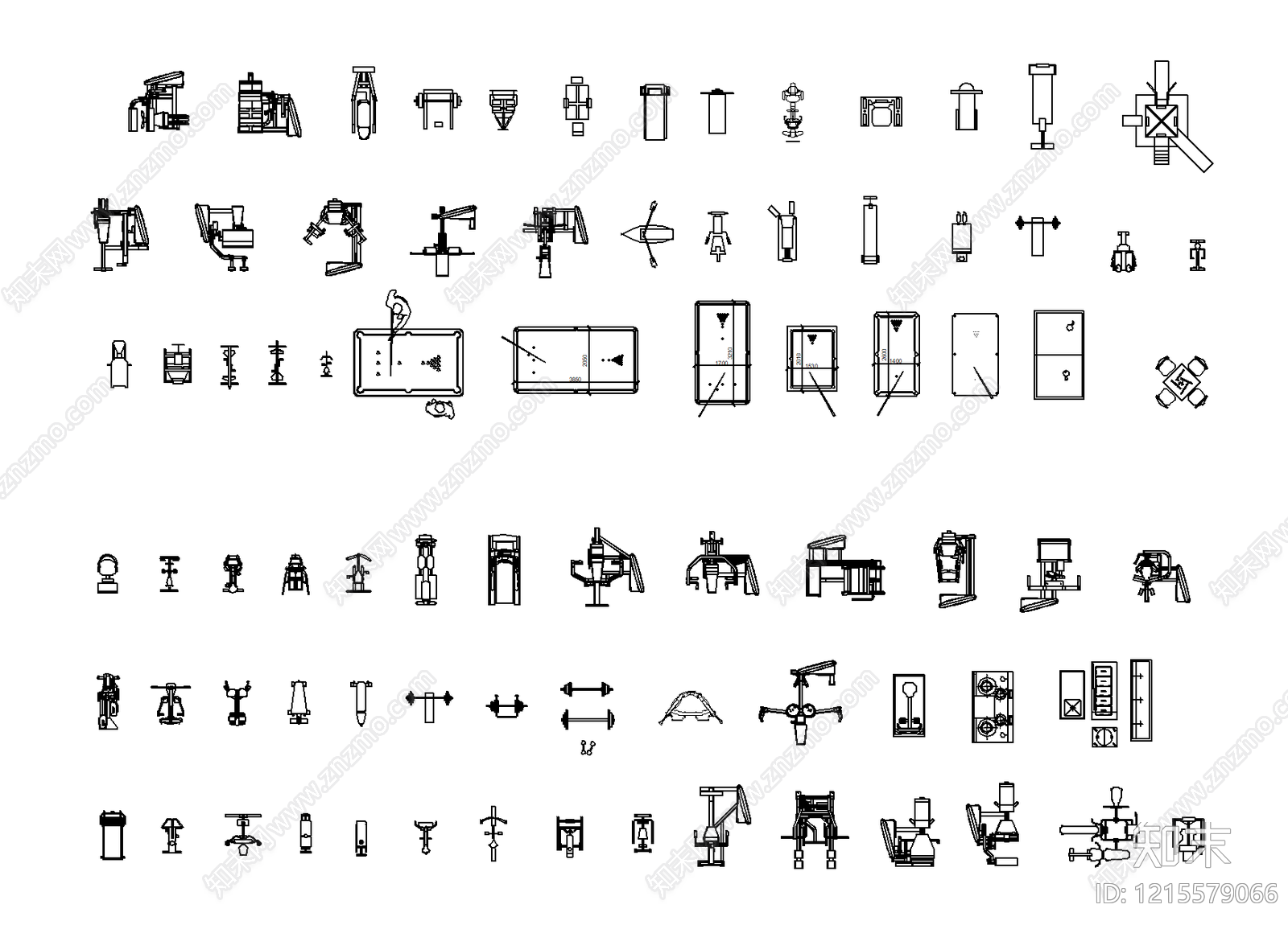 现代简约运动器材施工图下载【ID:1215579066】