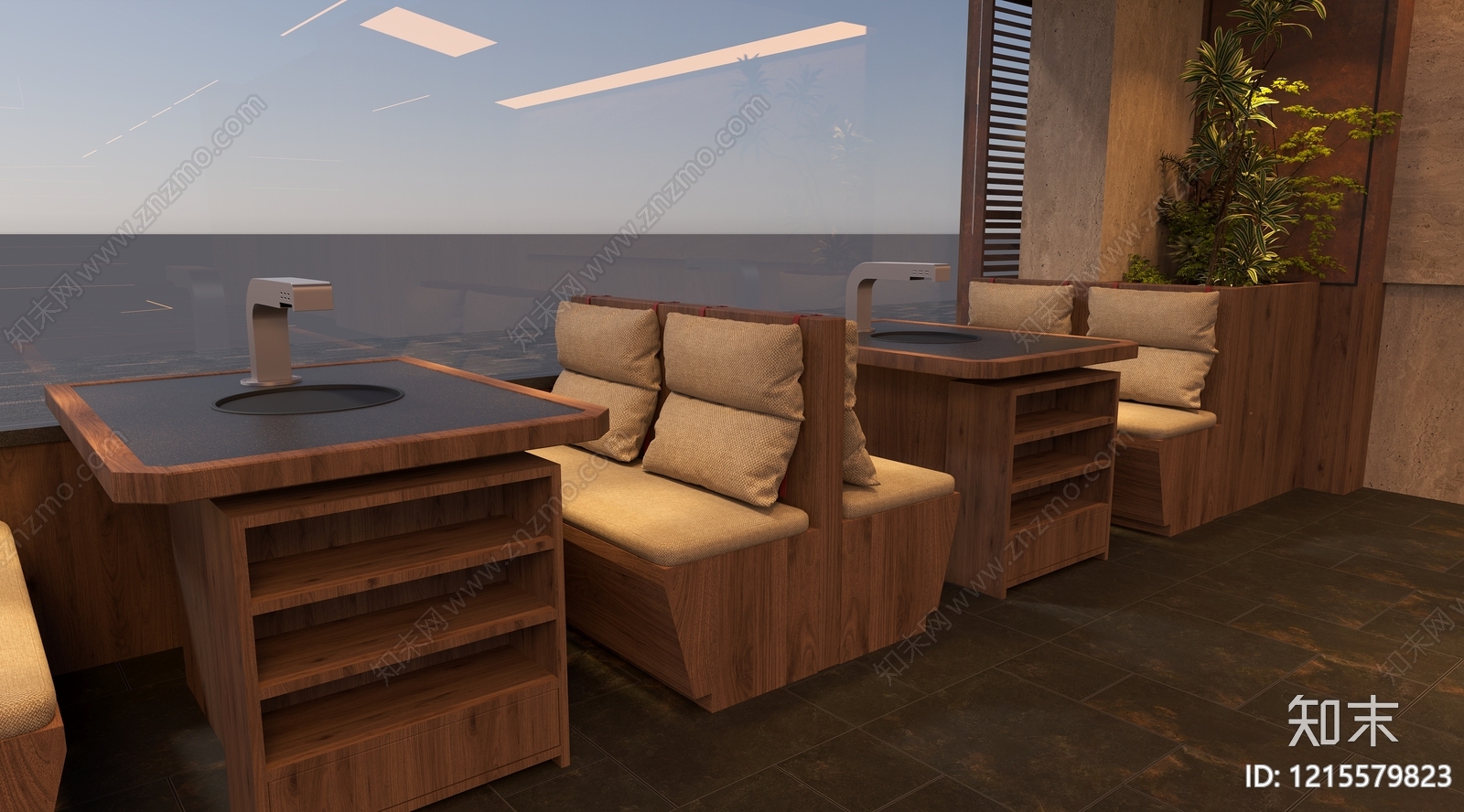 原木风烤肉店3D模型下载【ID:1215579823】