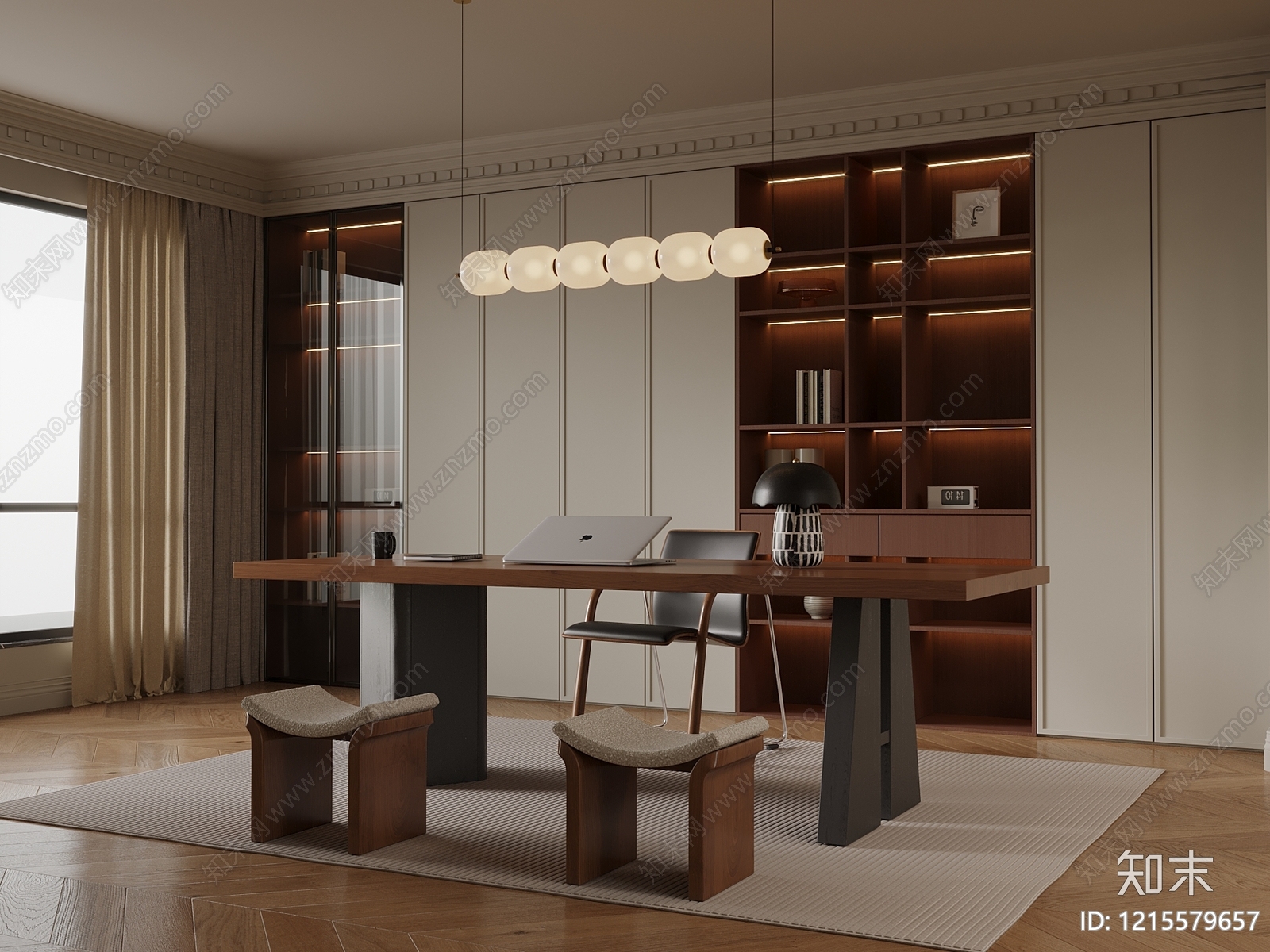 现代简约书房3D模型下载【ID:1215579657】