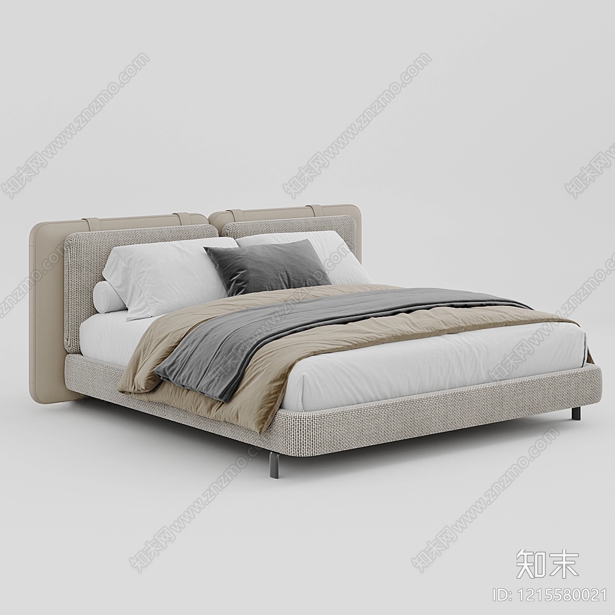 意式极简双人床3D模型下载【ID:1215580021】