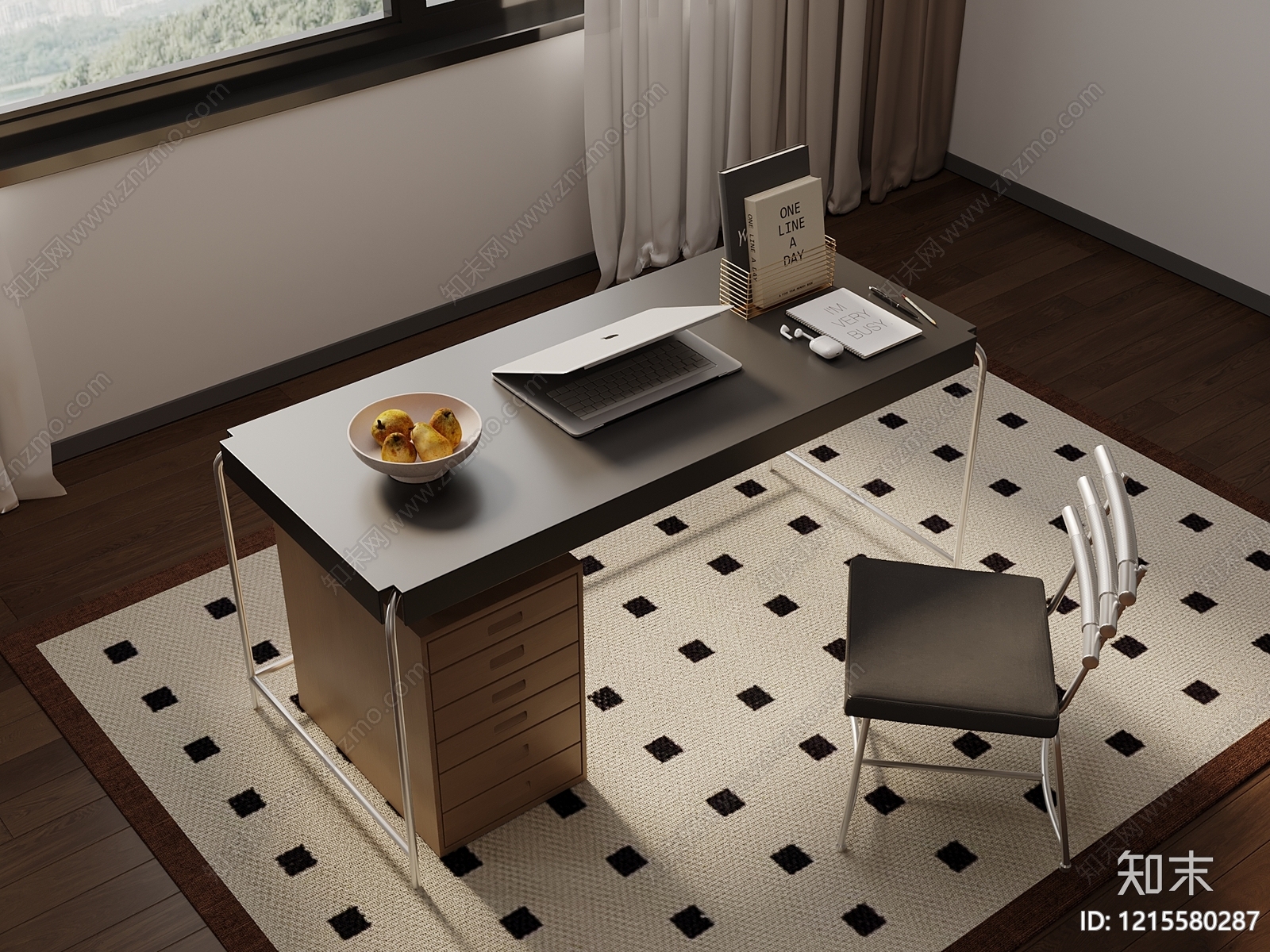 现代简约办公桌3D模型下载【ID:1215580287】