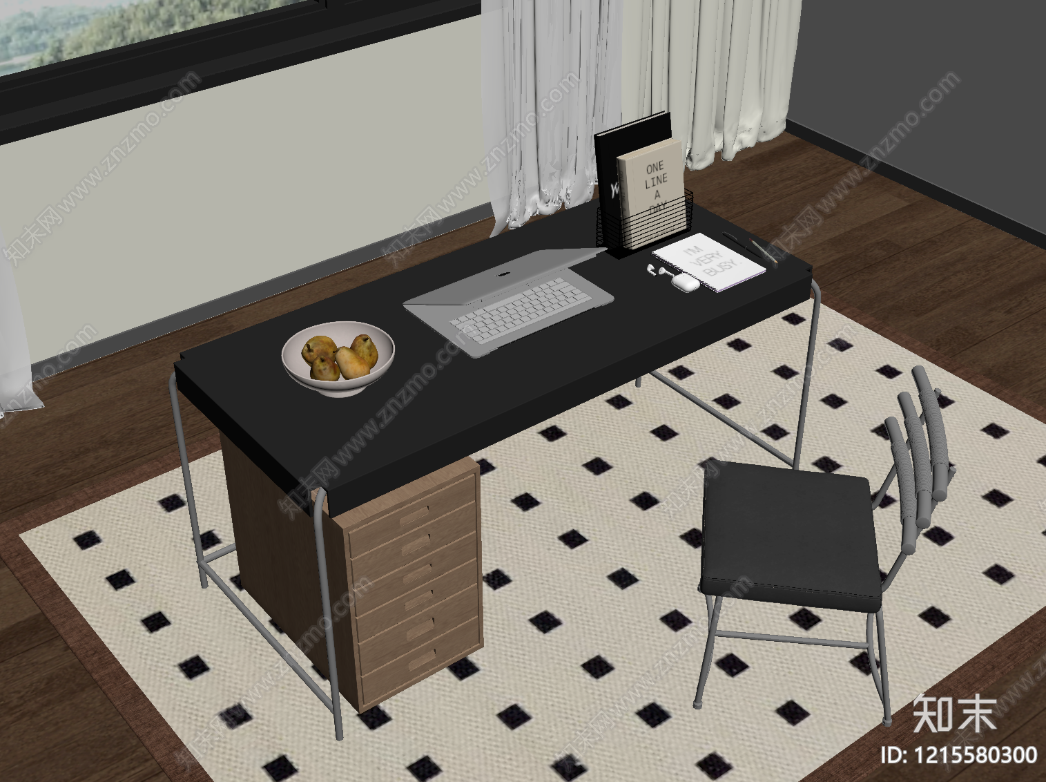 现代简约书桌椅SU模型下载【ID:1215580300】