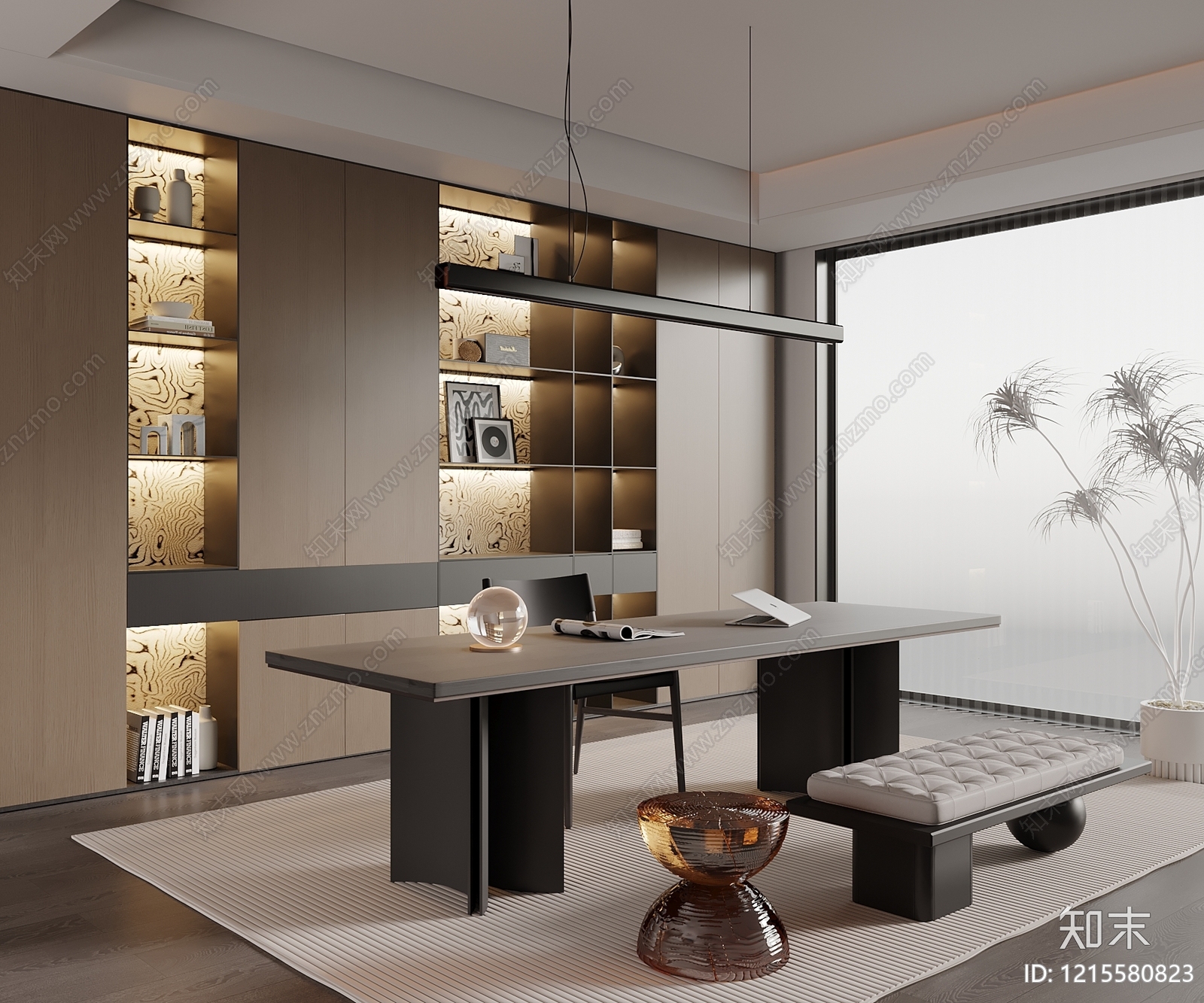 意式极简书房3D模型下载【ID:1215580823】