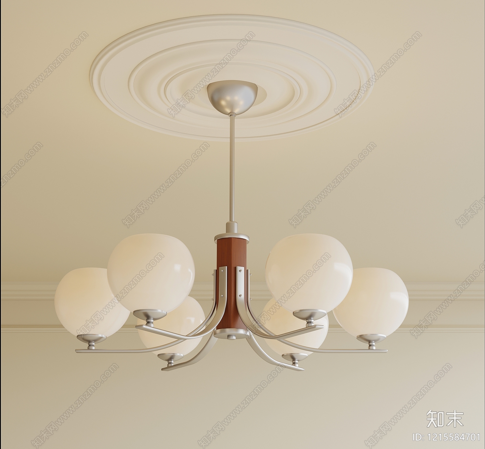 奶油风卧室吊灯3D模型下载【ID:1215584701】