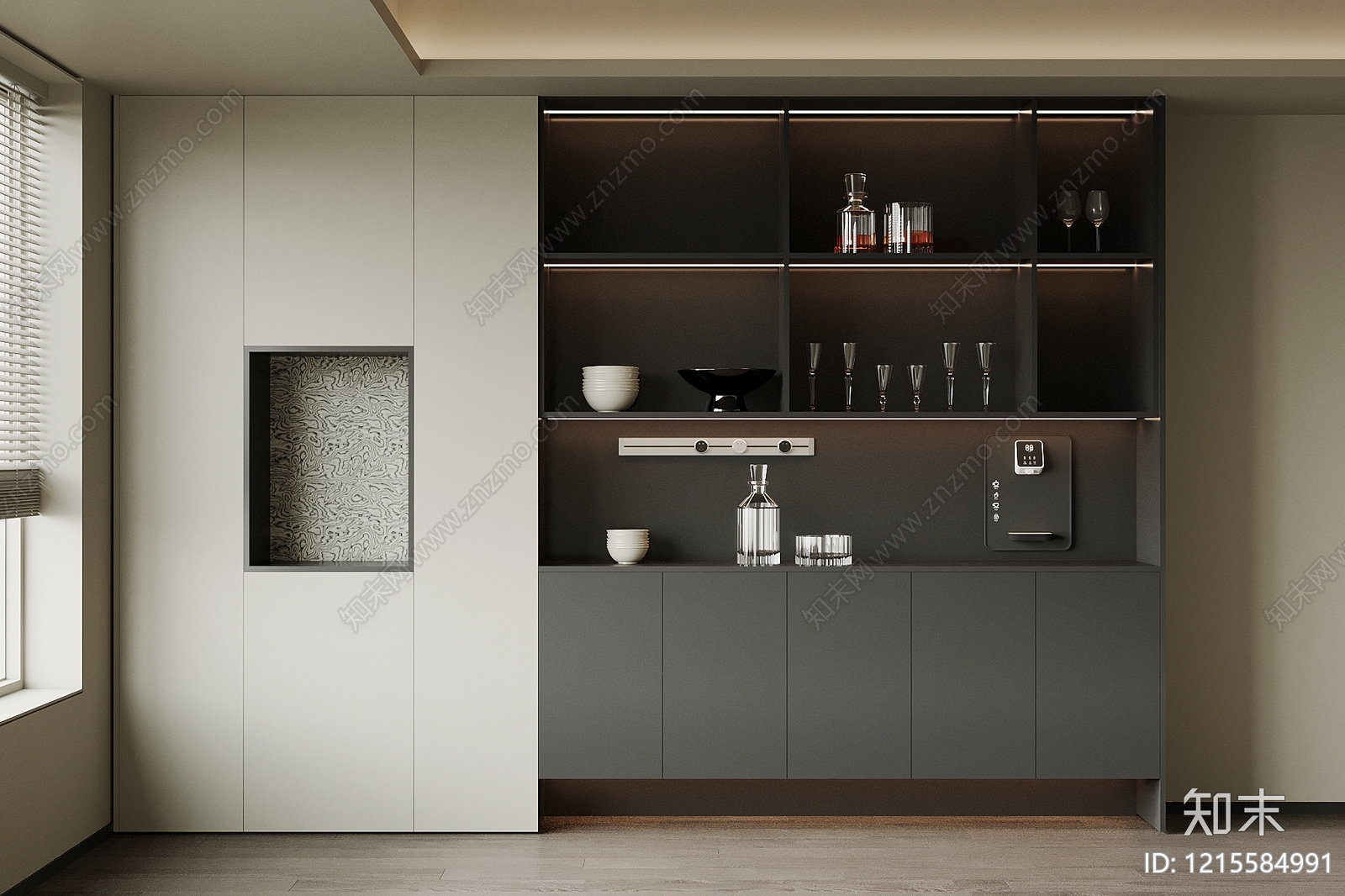 极简酒柜3D模型下载【ID:1215584991】