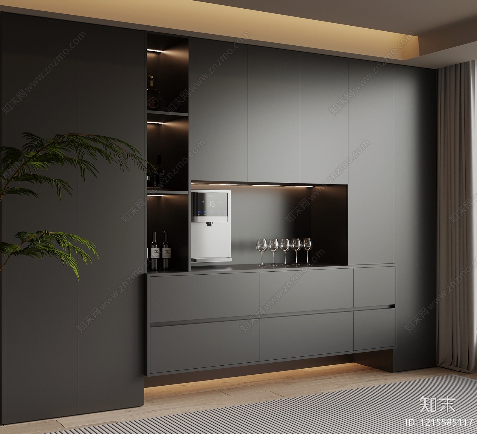 现代酒柜SU模型下载【ID:1215585117】