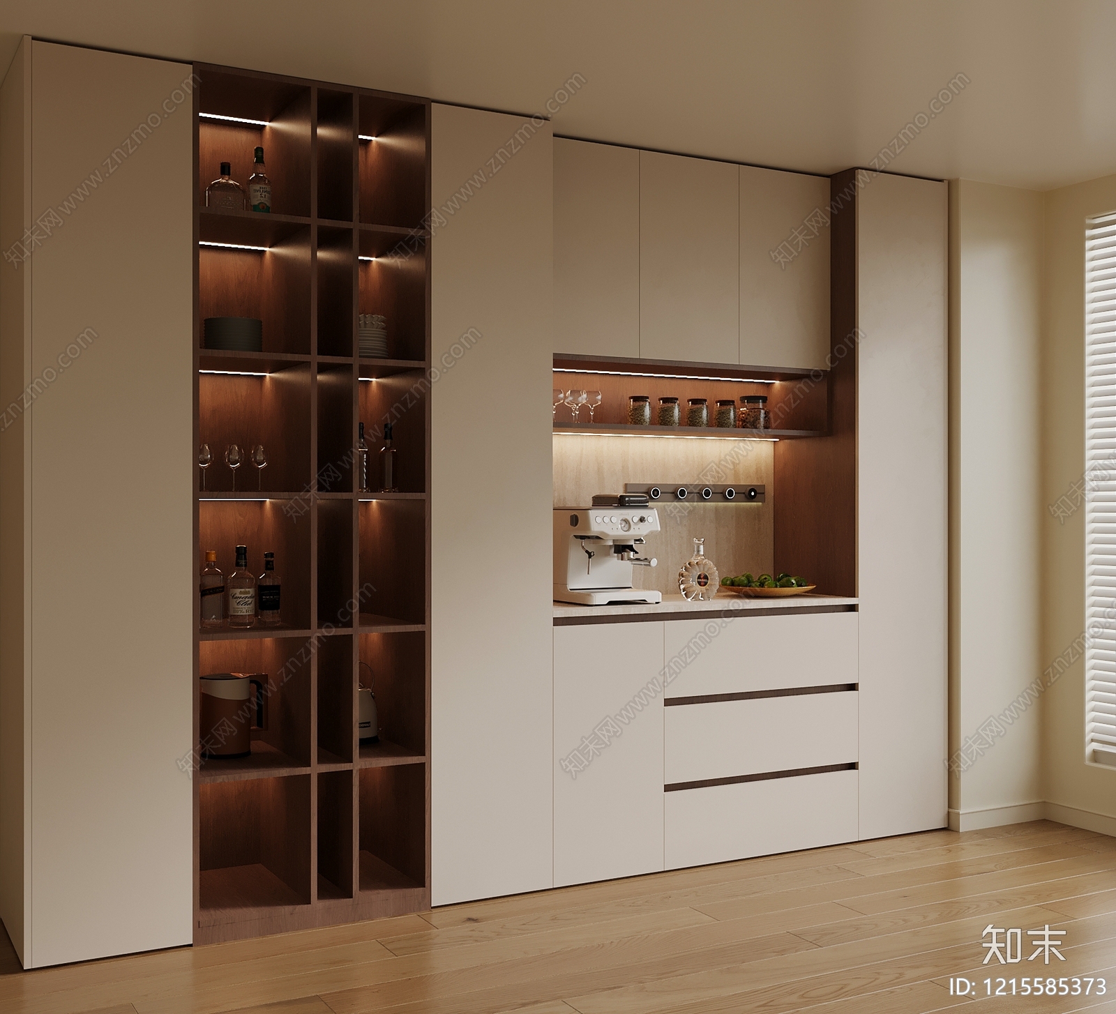 奶油风餐边柜SU模型下载【ID:1215585373】