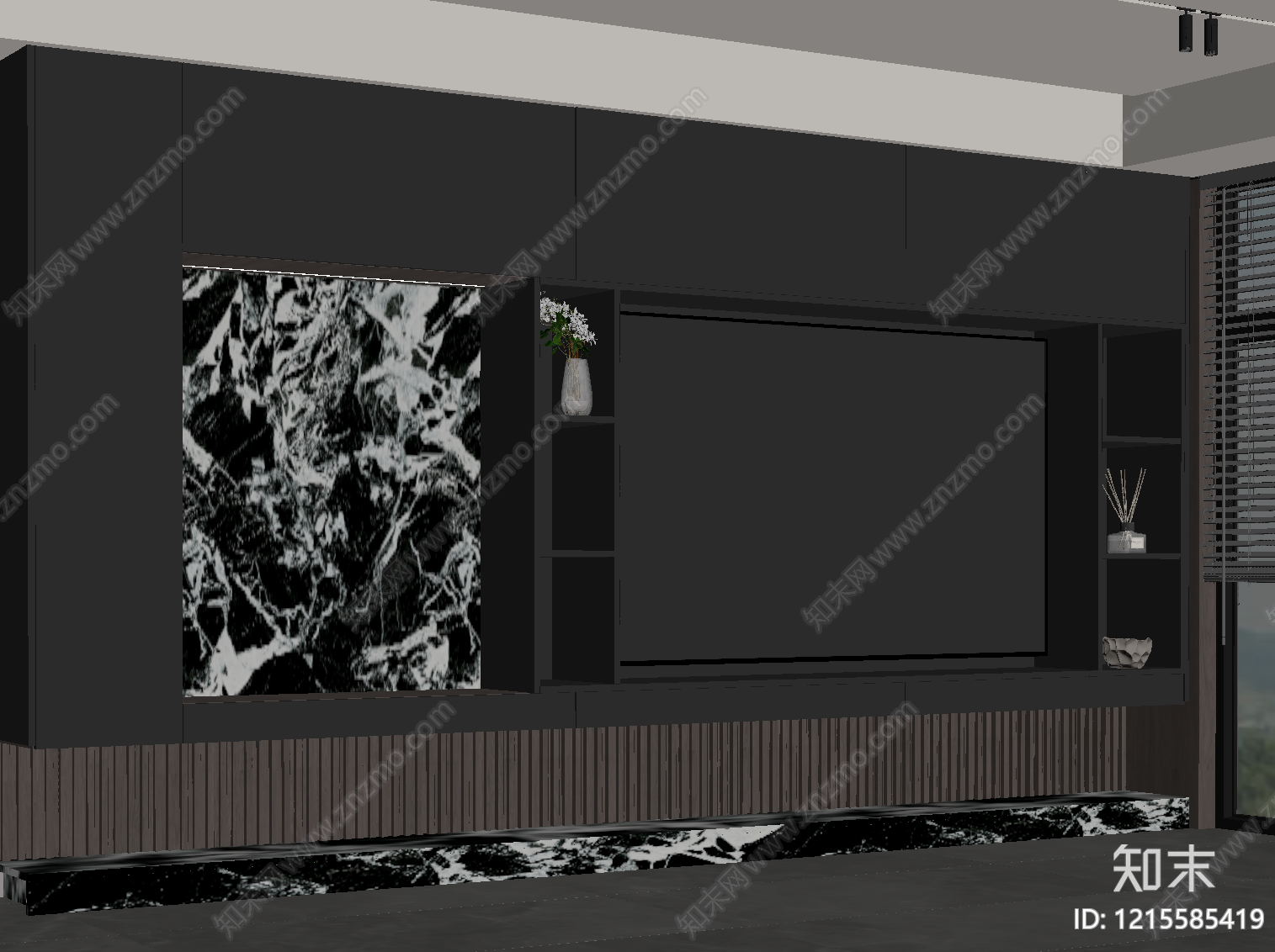现代极简背景墙SU模型下载【ID:1215585419】