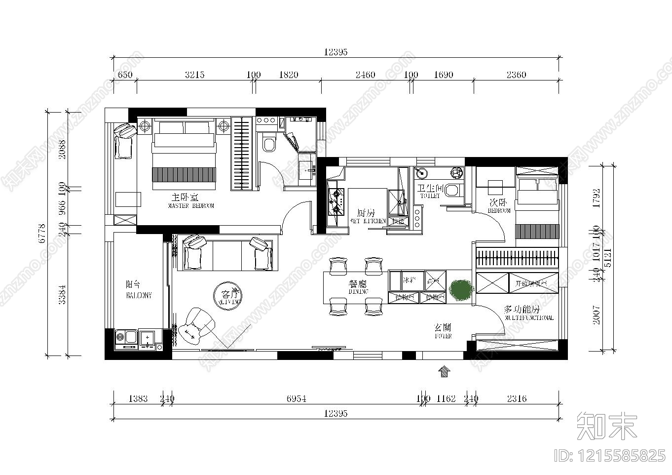 公寓cad施工图下载【ID:1215585825】