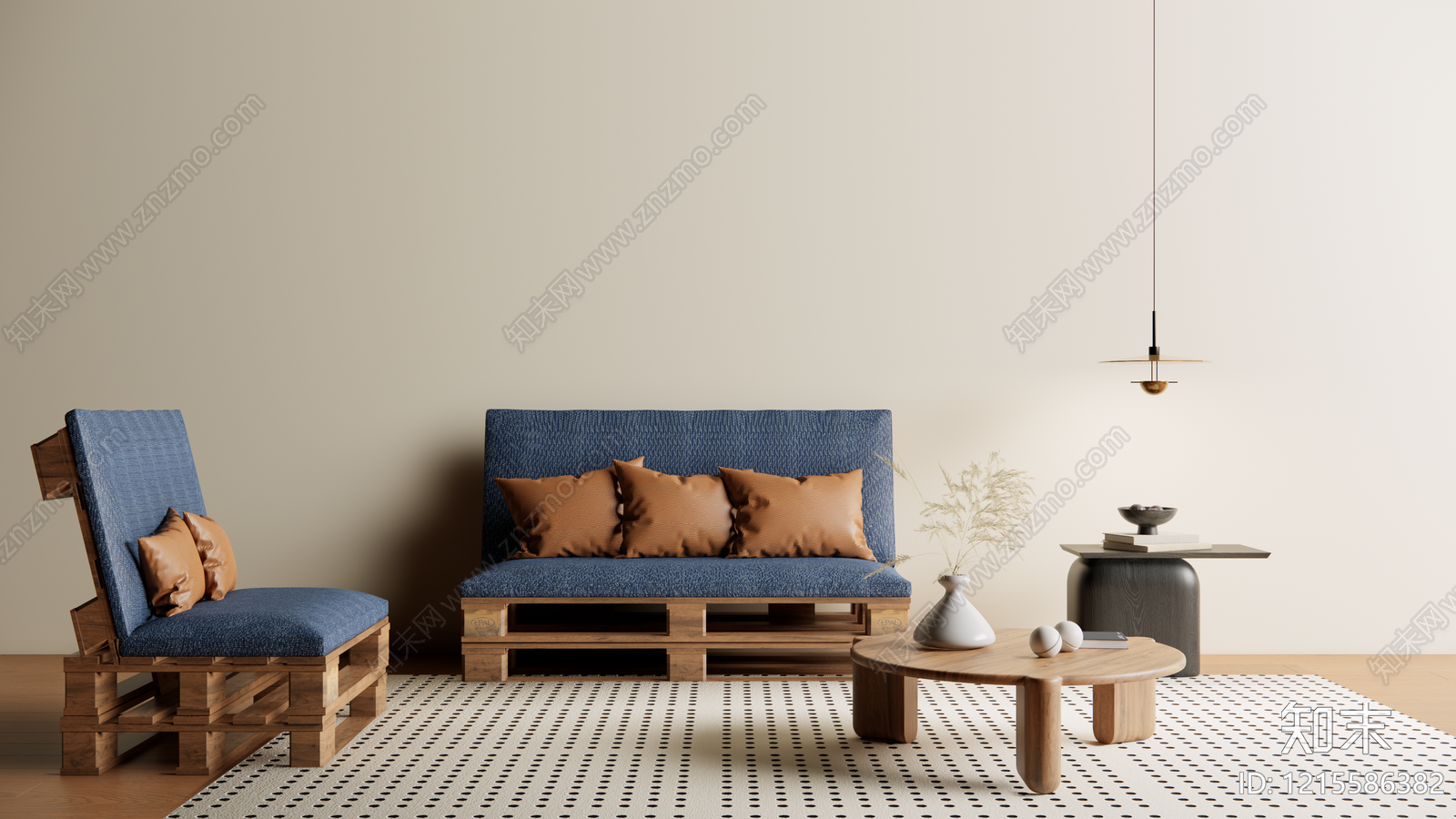 原木风家居客厅3D模型下载【ID:1215586382】