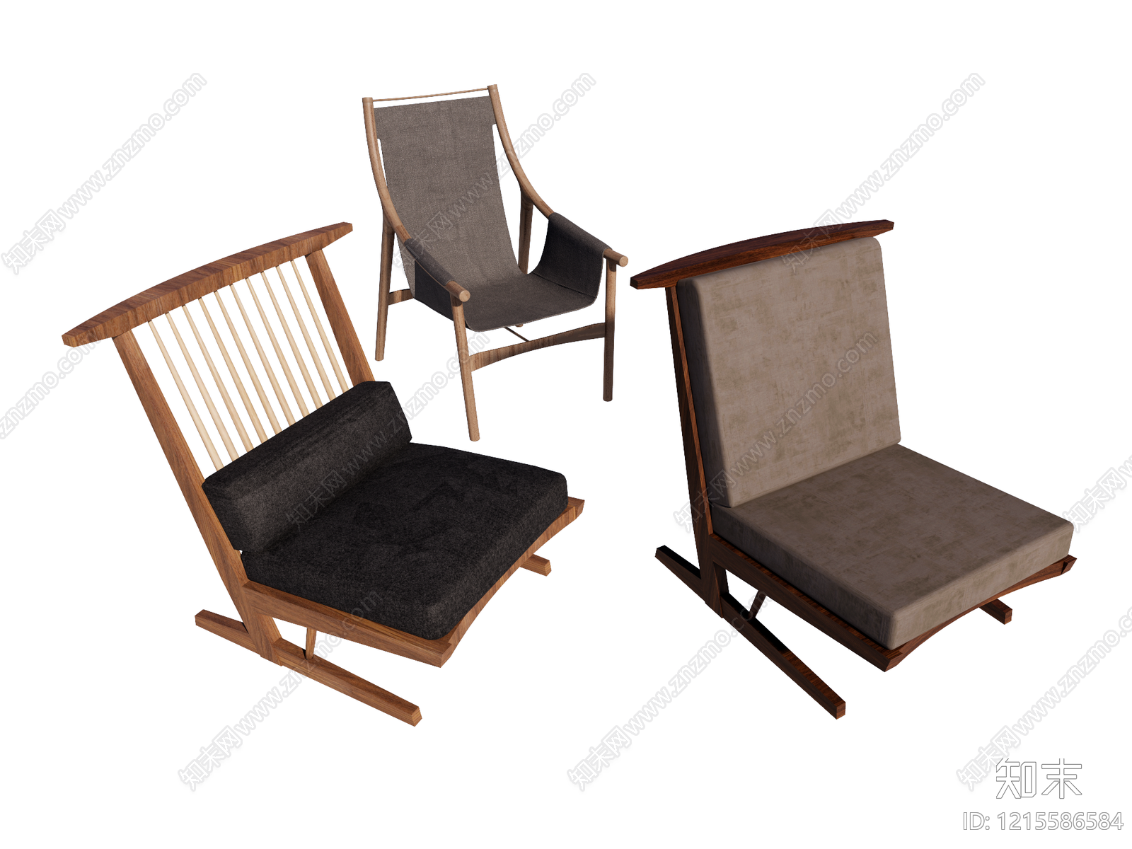 日式休闲椅SU模型下载【ID:1215586584】