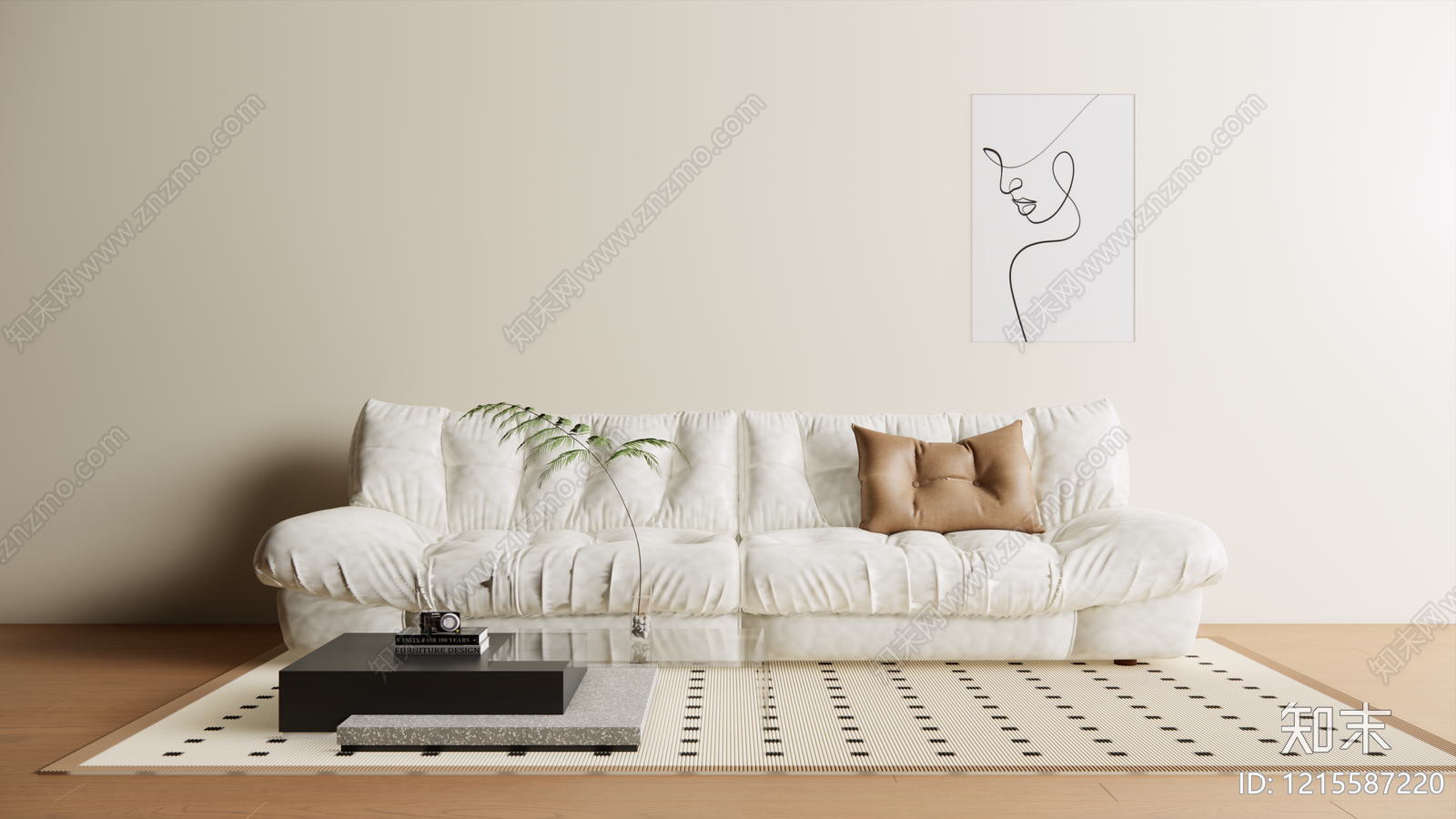 奶油风云朵沙发3D模型下载【ID:1215587220】