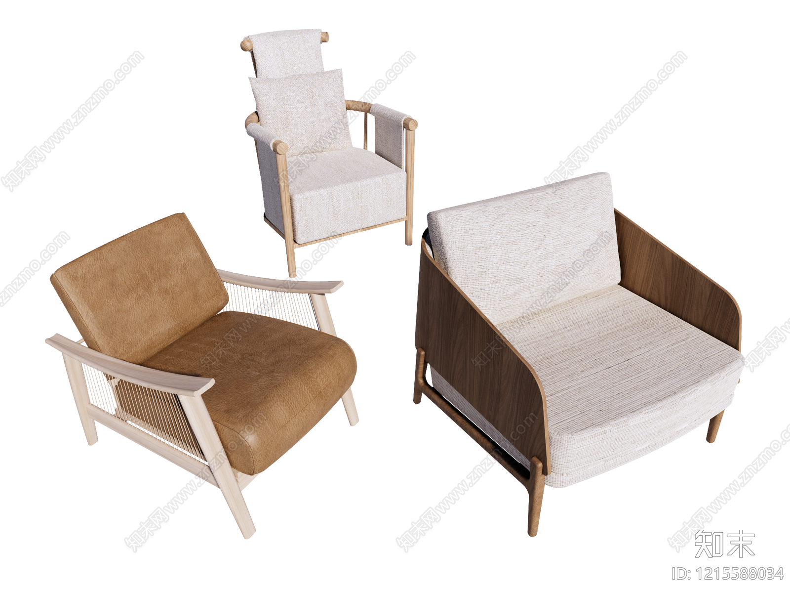 日式原木休闲椅SU模型下载【ID:1215588034】
