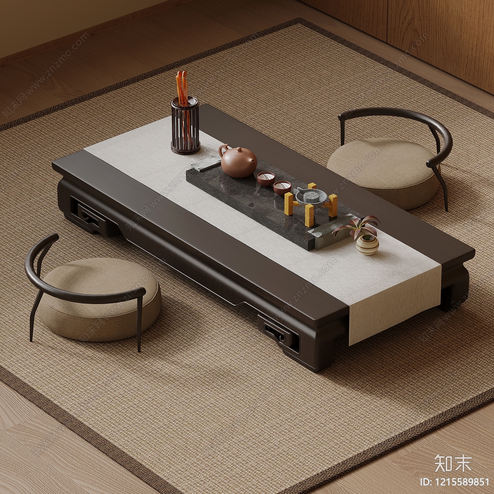 新中式茶桌椅SU模型下载【ID:1215589851】
