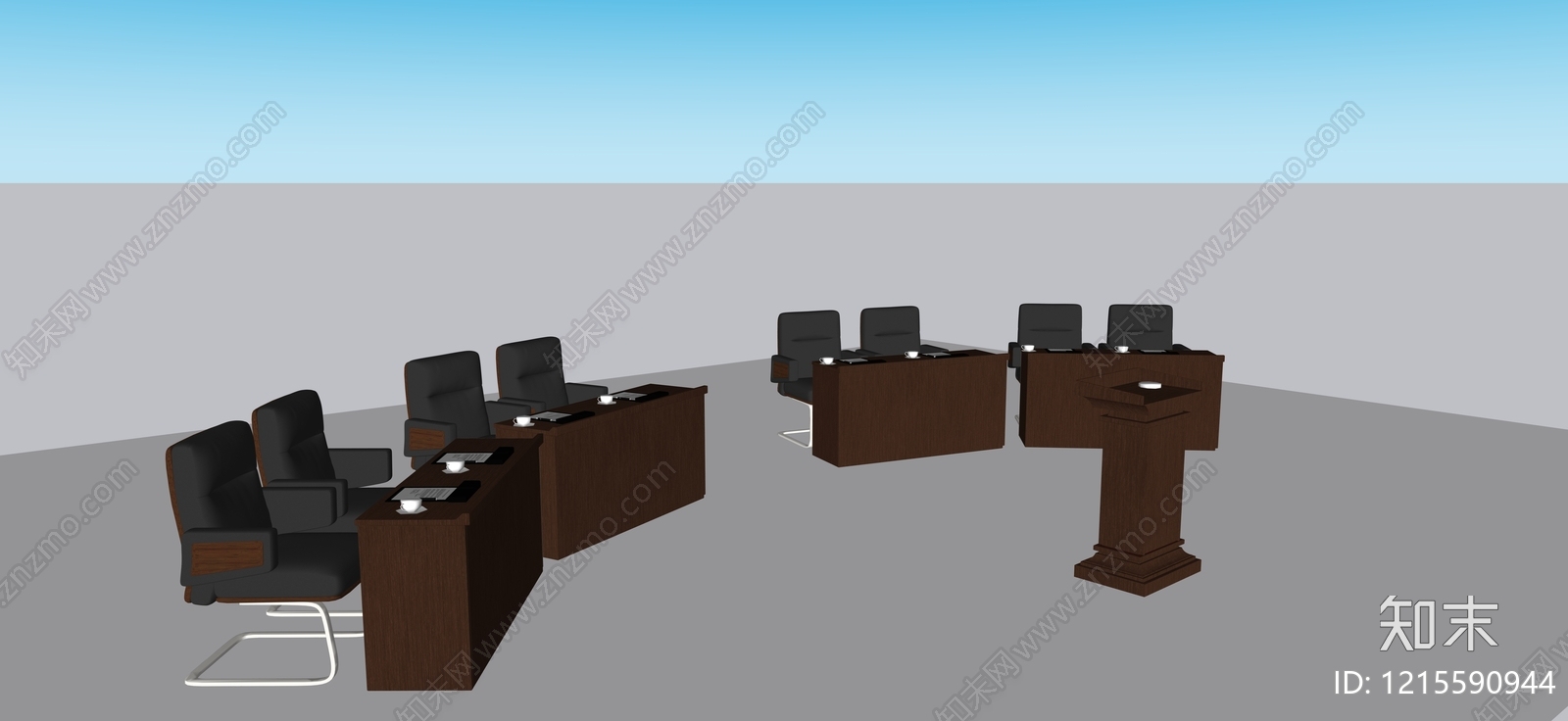 现代简约会议桌椅SU模型下载【ID:1215590944】