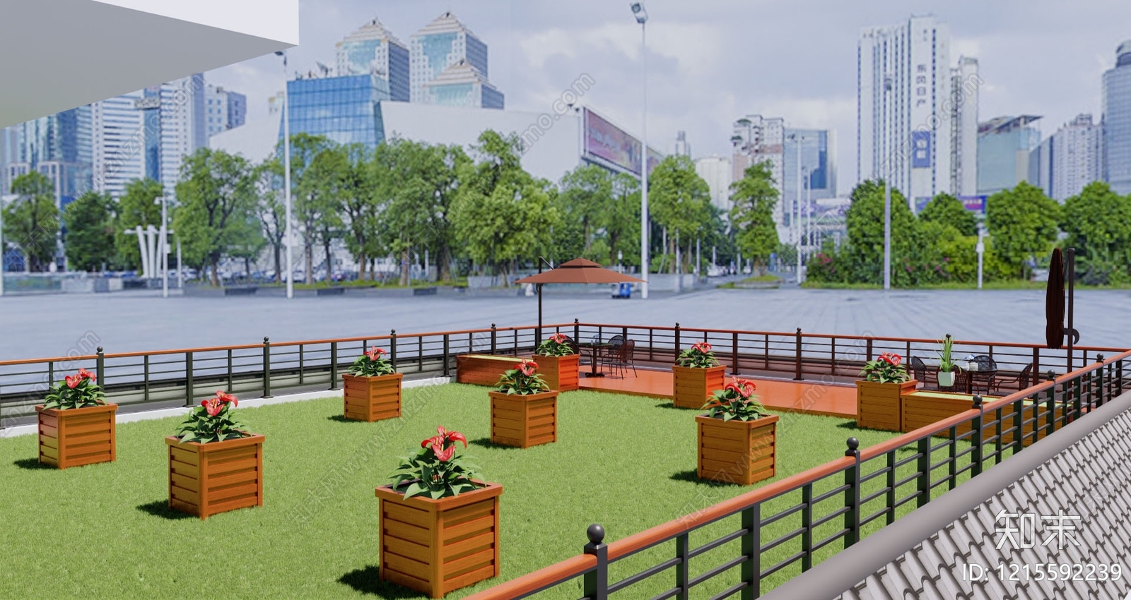 现代简约屋顶花园SU模型下载【ID:1215592239】