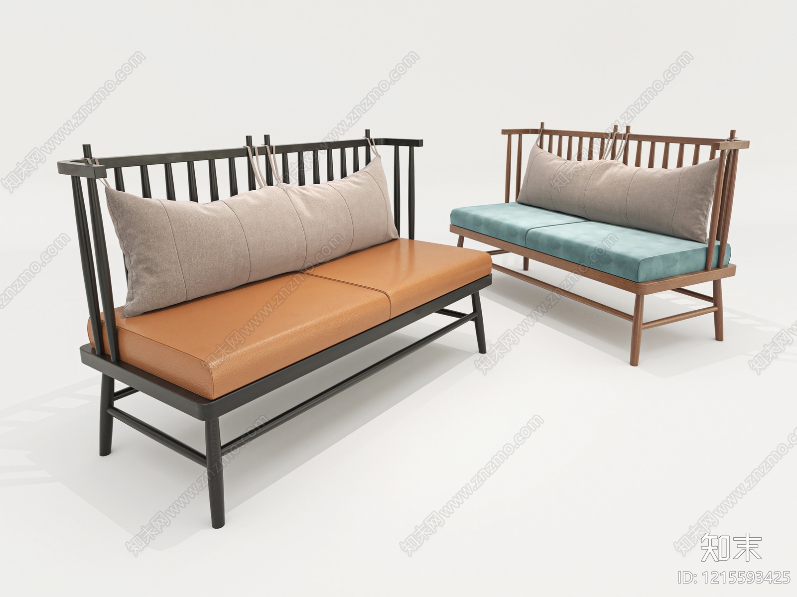 新中式双人沙发3D模型下载【ID:1215593425】