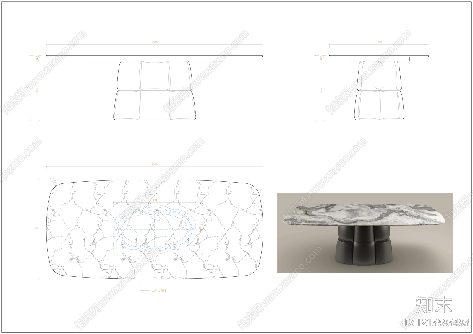 现代意式桌子施工图下载【ID:1215595493】